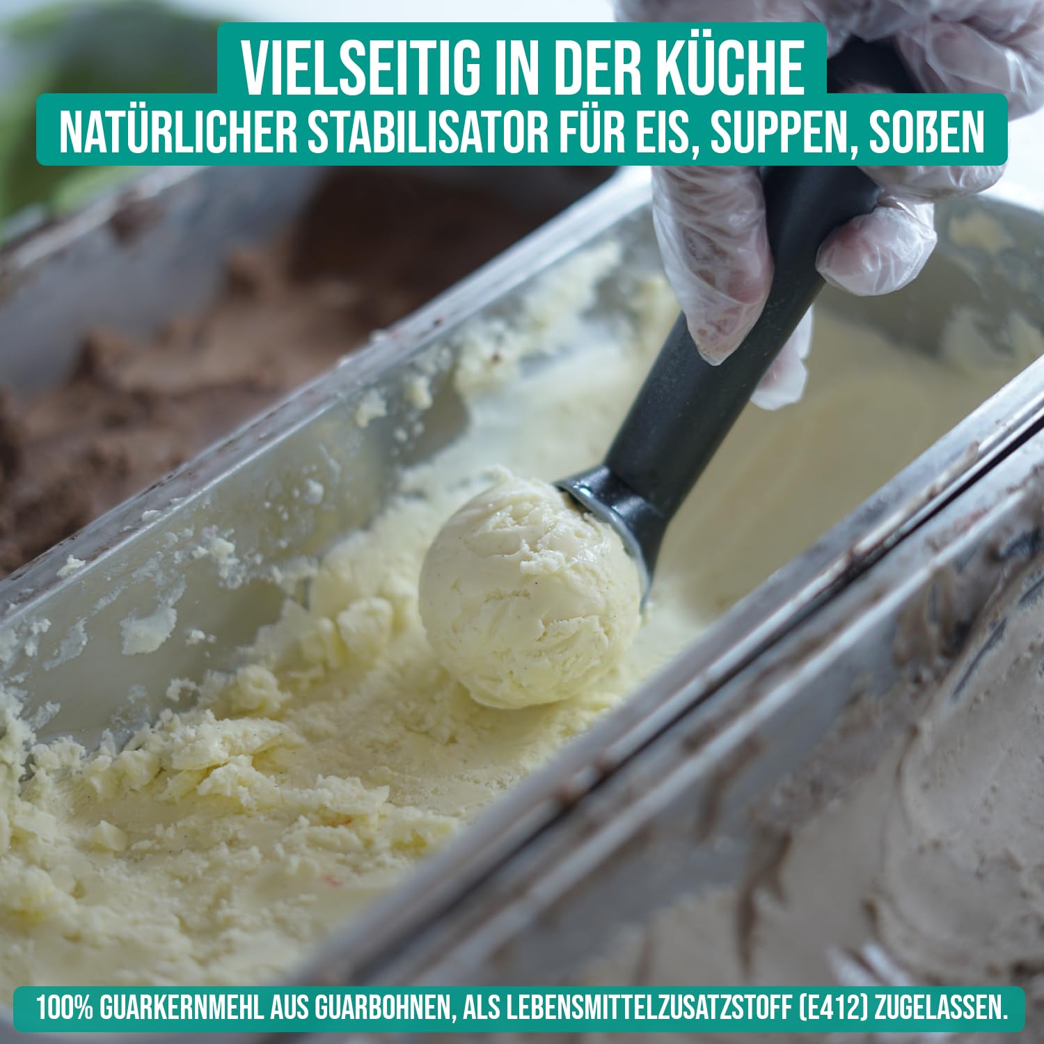 RheinNatur Guarpitmeel, 1 kg, guar gumpoeder als natuurlijke stabilisator voor ijs, soepen, sauzen, plantaardig bindmiddel en verdikkingsmiddel, smaakneutraal en veganistisch, zakje van 1000 g 1000g