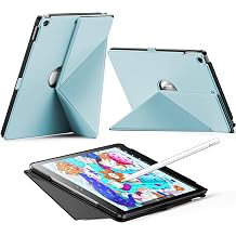 INFILAND Case for iPad 10.2 Inch 9th/8th/7th Generation, Slim Foldable Book-Style Cover with Horizontal and Vertical Stand, Protective Case for iPad 10.2 2021/2020/2019 Sky Blue