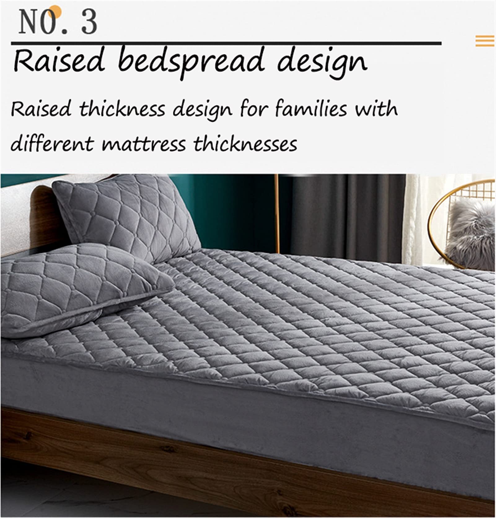 König Größe Gesteppte Matratze Pad Protector Warm Elastisch Geräuschlos Bettlaken 100% Baumwolle Matratze Abdeckung Bettdecke (Farbe : Grey, Größe : 90x200cm)