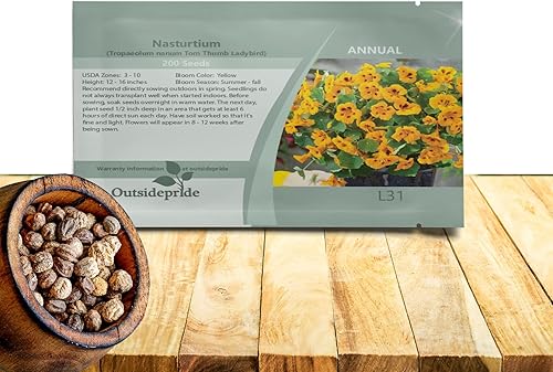 Outsidepride Tom Thumb - Semillas de capuchina de mariquita  200 piezas anuales, fáciles de cultivar y versátiles, semillas de flores para plantar