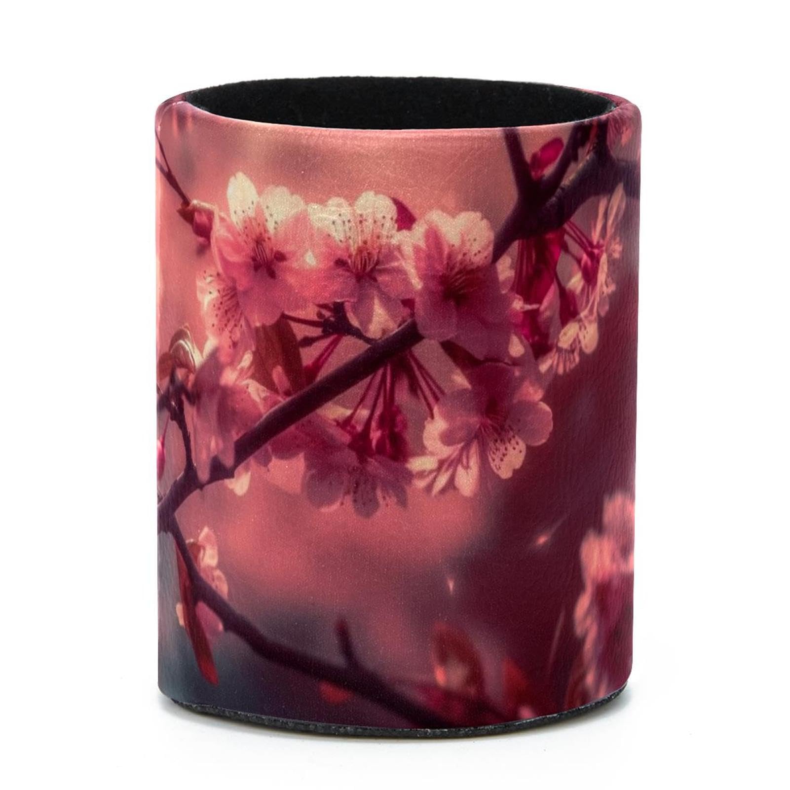 VAPOKF Round Pencil Holders for Desk, Art Cherry Blossom Pen Holders Pen Pot Makeup Brushes Storage Desktop Stationery Supplies Organiser for Home Office