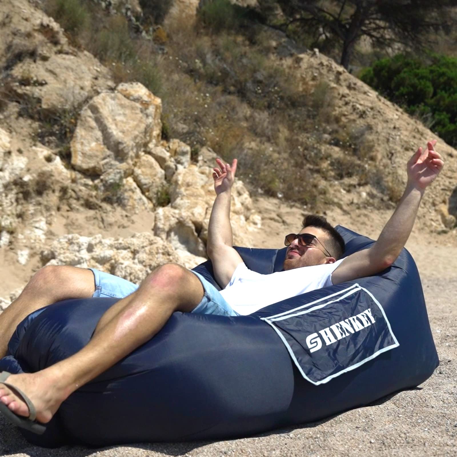Sofá Inflable con Diseño Impermeable y Antifugas Sofá de Aire Portátil para Viajar, Acampar, Senderismo y Fiestas en la Playa