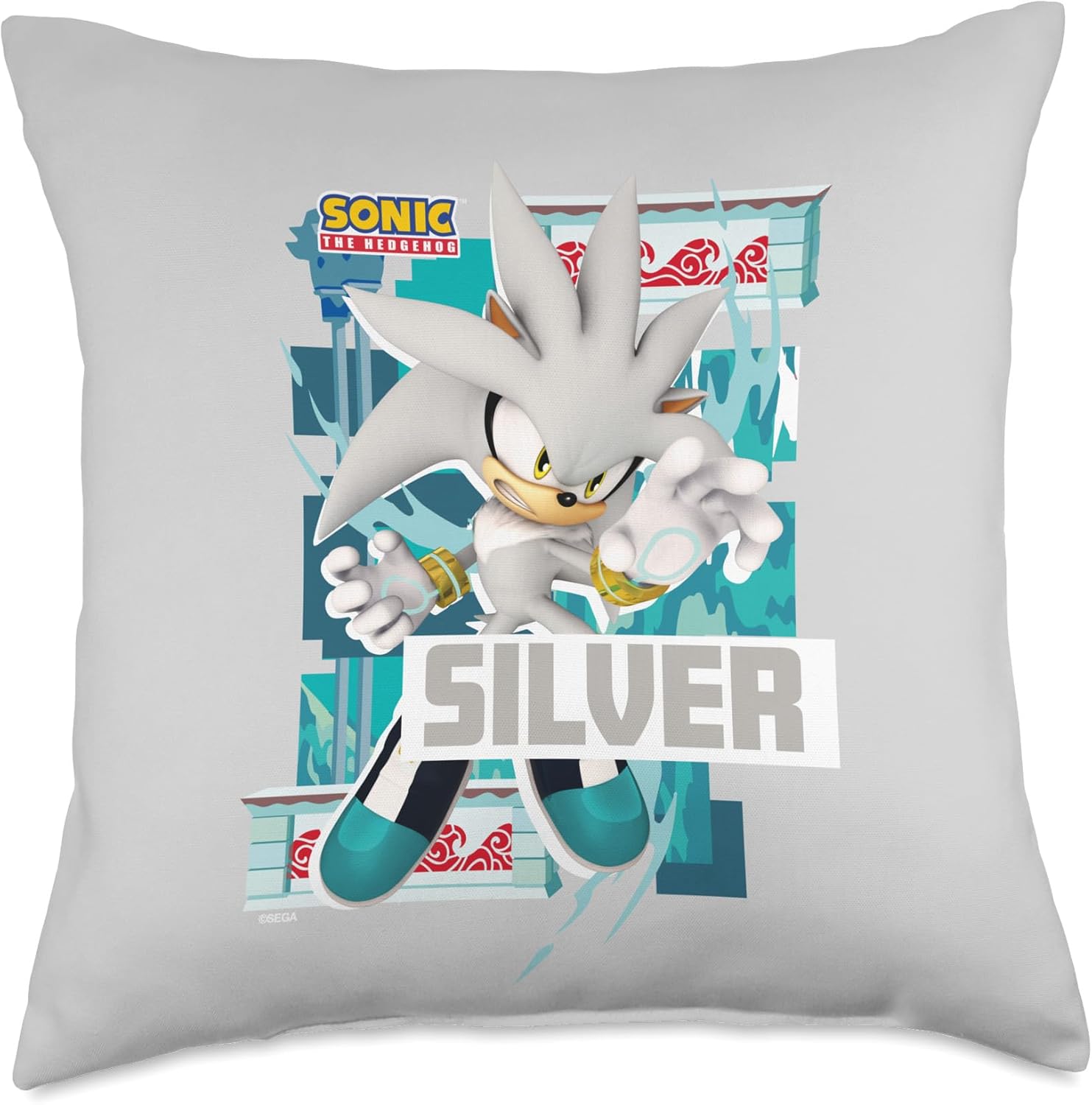 Sonic The Hedgehog - in The Zone - Silver Throw Pillow