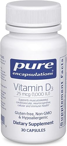 Pure Encapsulations Vitamina D3 25 mcg (1,000 UI) - Suplemento para apoyar la salud ósea, articulación, mama, corazón, colon e inmune - con vitamina