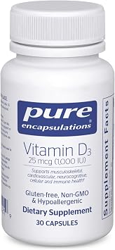 Pure Encapsulations Vitamin D3 25 mcg 1,000 IU, 30 Capsules
