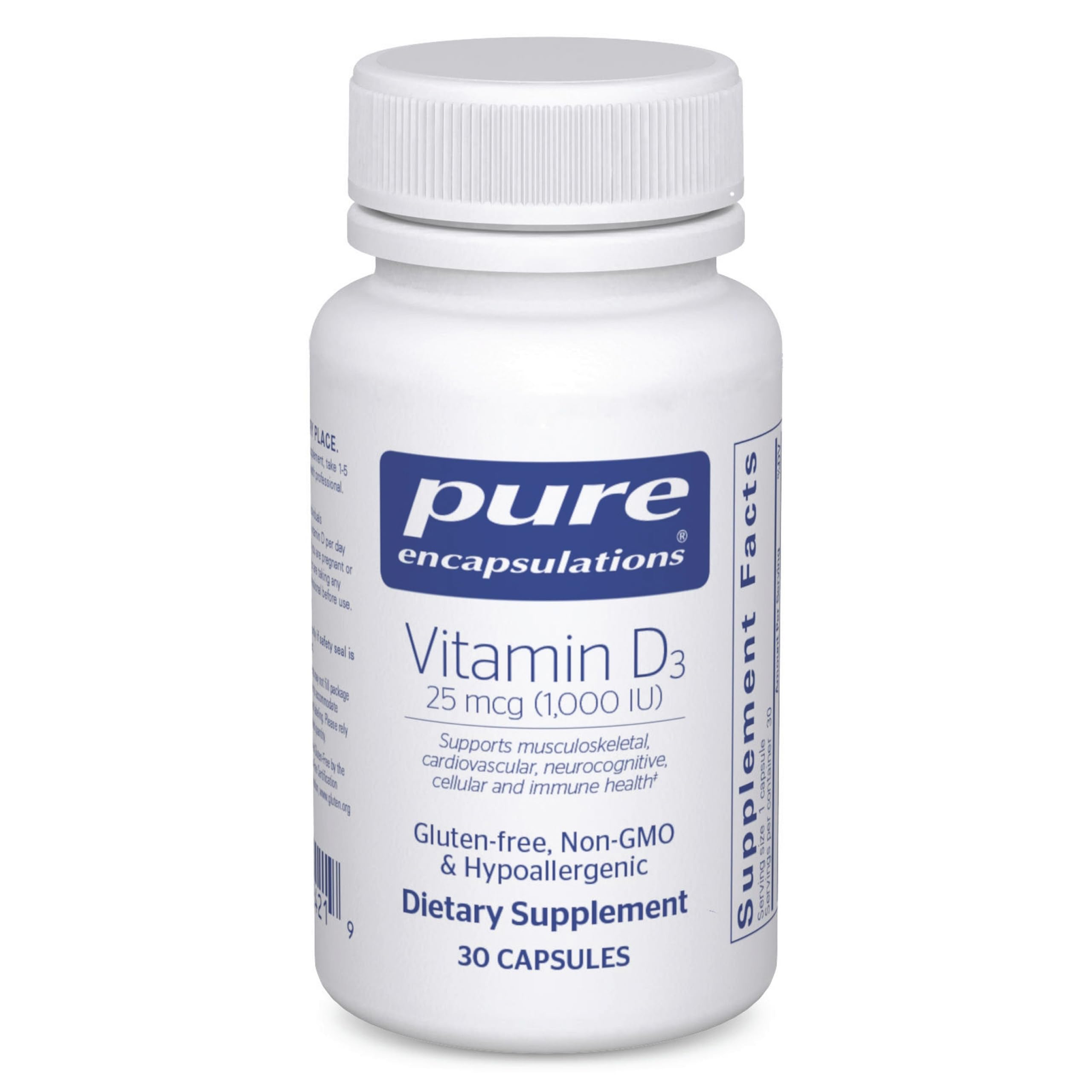 Pure Encapsulations Vitamin D3 25 mcg (1,000 IU), 30 Capsules 30 Count (Pack of 1)