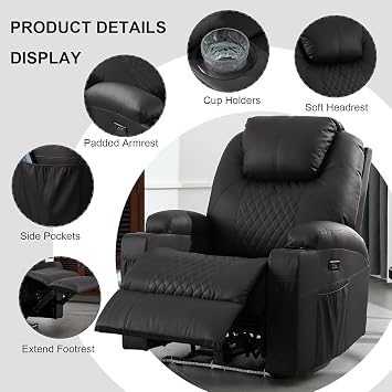 Power Recliner Chair with Massage and Heat for Living Room