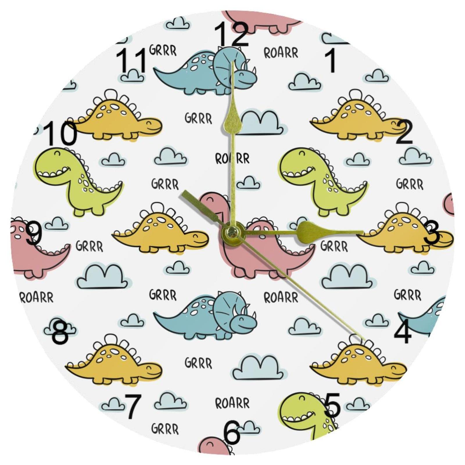 Horloge murale dinosaure 25cm silencieuse et sans tic-tac pour une chambre d'enfant paisible