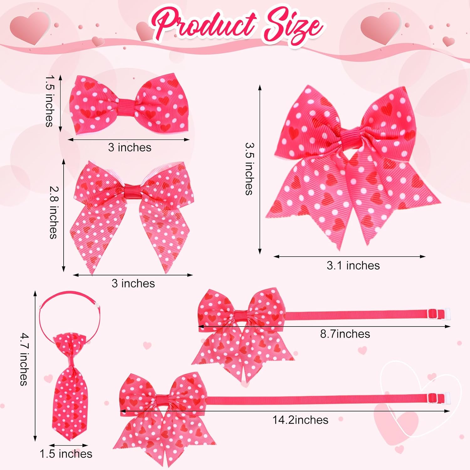 Talltalk 240 Pcs St. Patrick's Day Dog Bow Ties Green Shamrock Adjustable Dog Collars Pet Bow Ties Collar Irish Pet Accessories for Small Medium Cat Accessories(Heart)