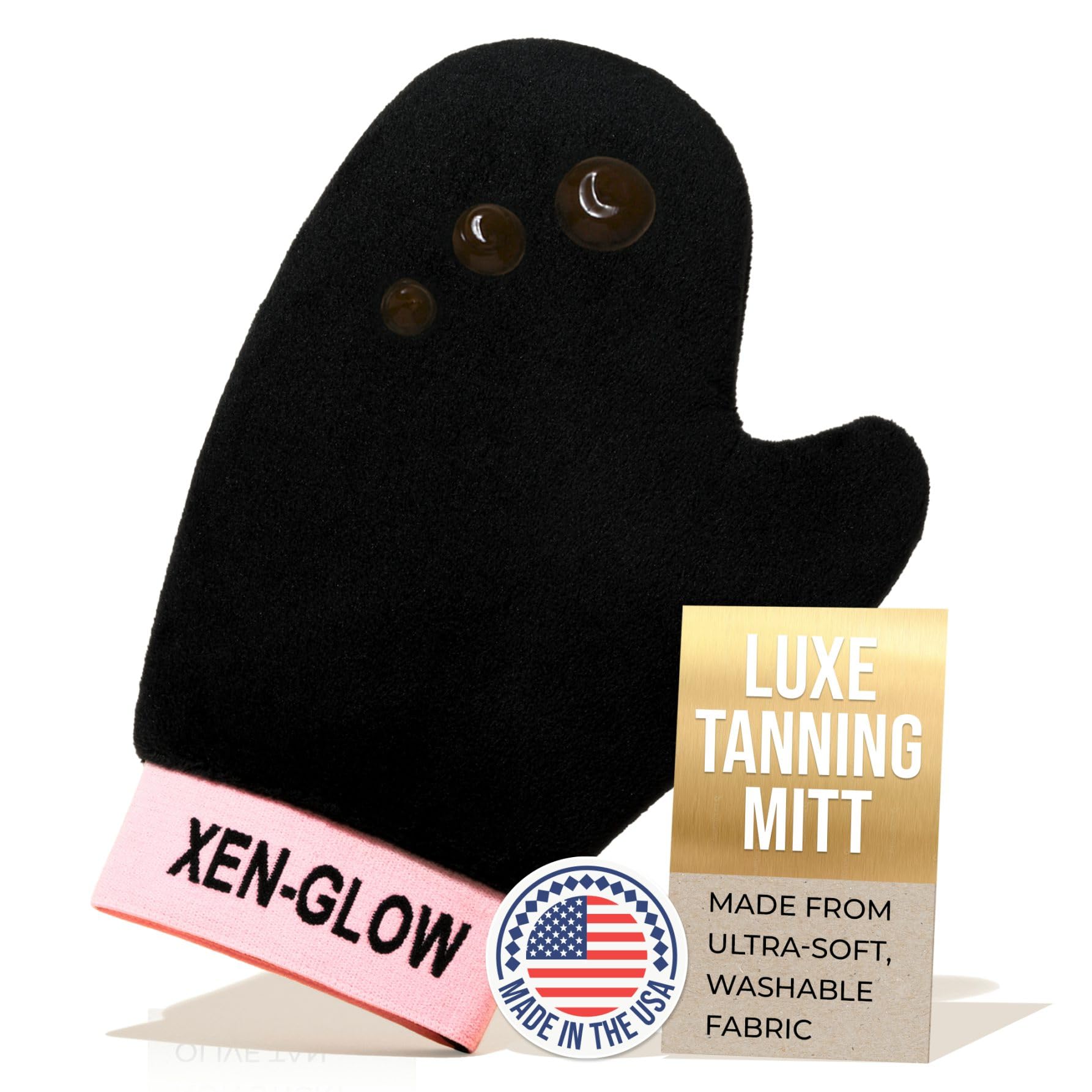 XEN-GLOW - Self Tanning Mitt Applicator Elastic Wrist - Ultra Soft Self Tanner Mitt Glove for Sunless Tanning - Perfect Self Tan Applicator with Thumb for Even Coverage - Streakless Self Tan - Black