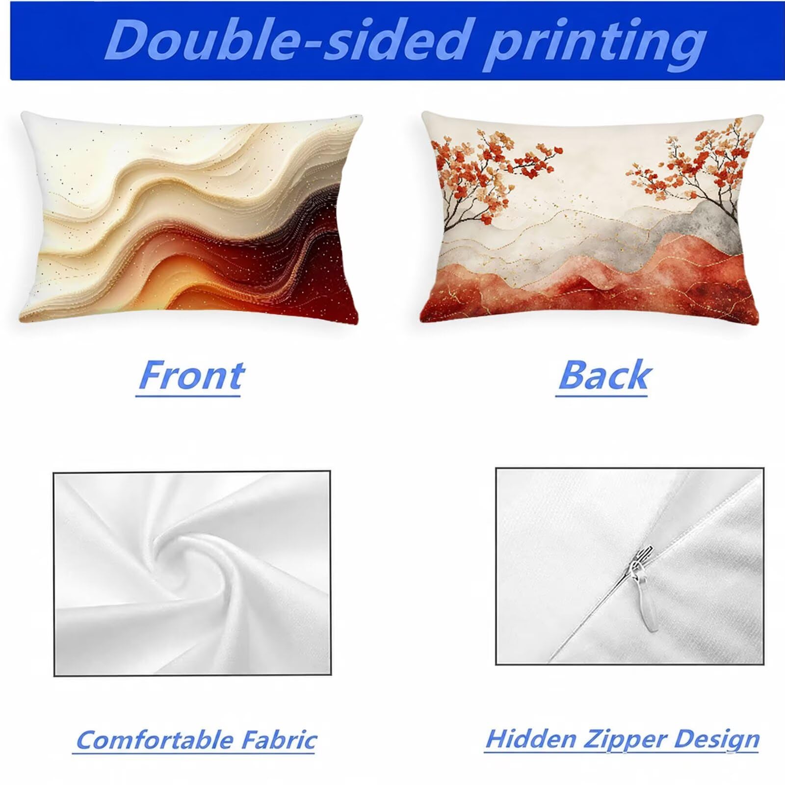 Federe Cuscino 60x80 Set di 2, Banda Federe Cuscini Divano Lino, Rettangolari Copricuscini 60x80cm Con Cerniera Invisibile, Copricuscino per Camera Letto Casa Decorazioni Regalo, Semplice kj-7020