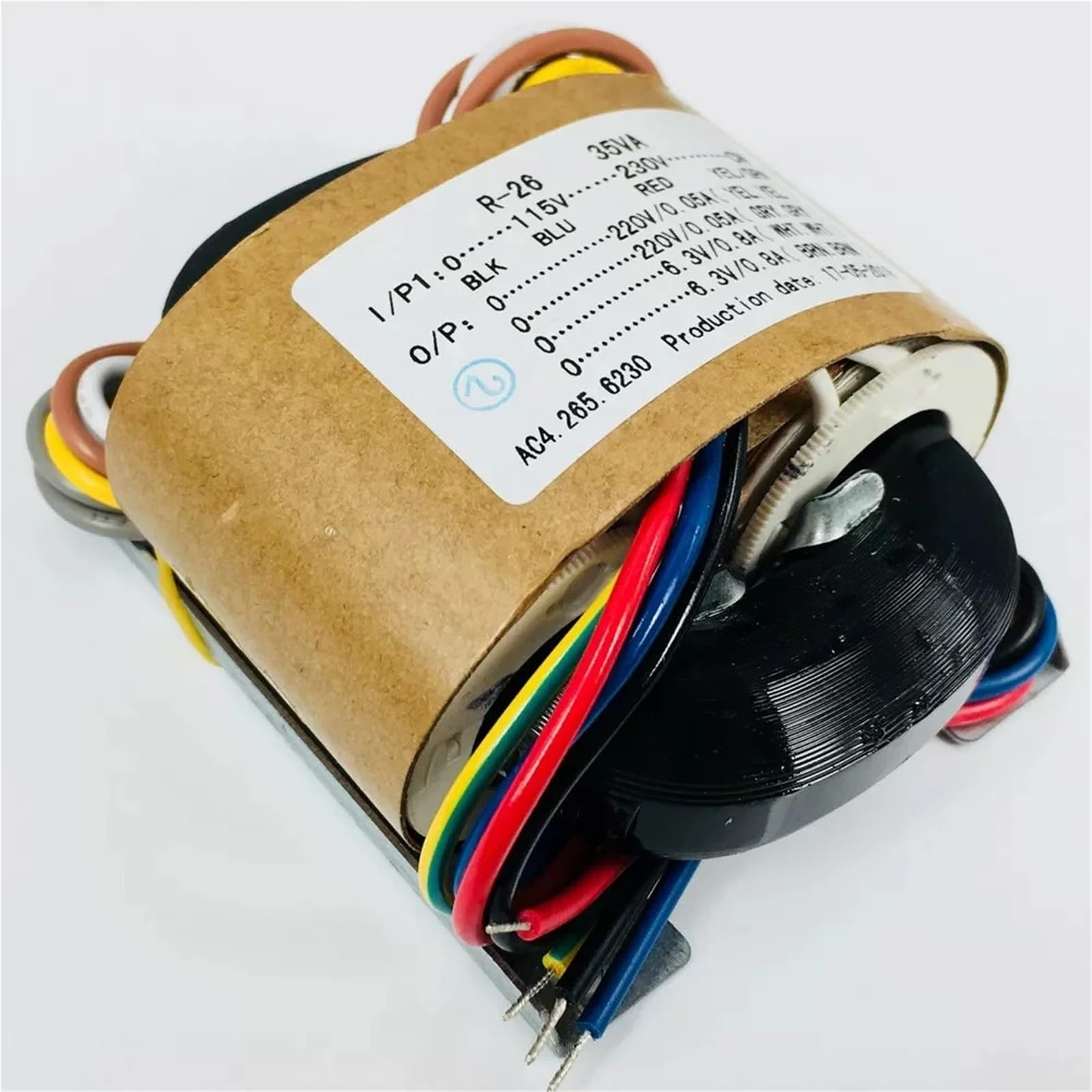 1 x transformator rdzeniowy R 35 W napięcie wtórne 220 V x 2 + 6,3 V x 2