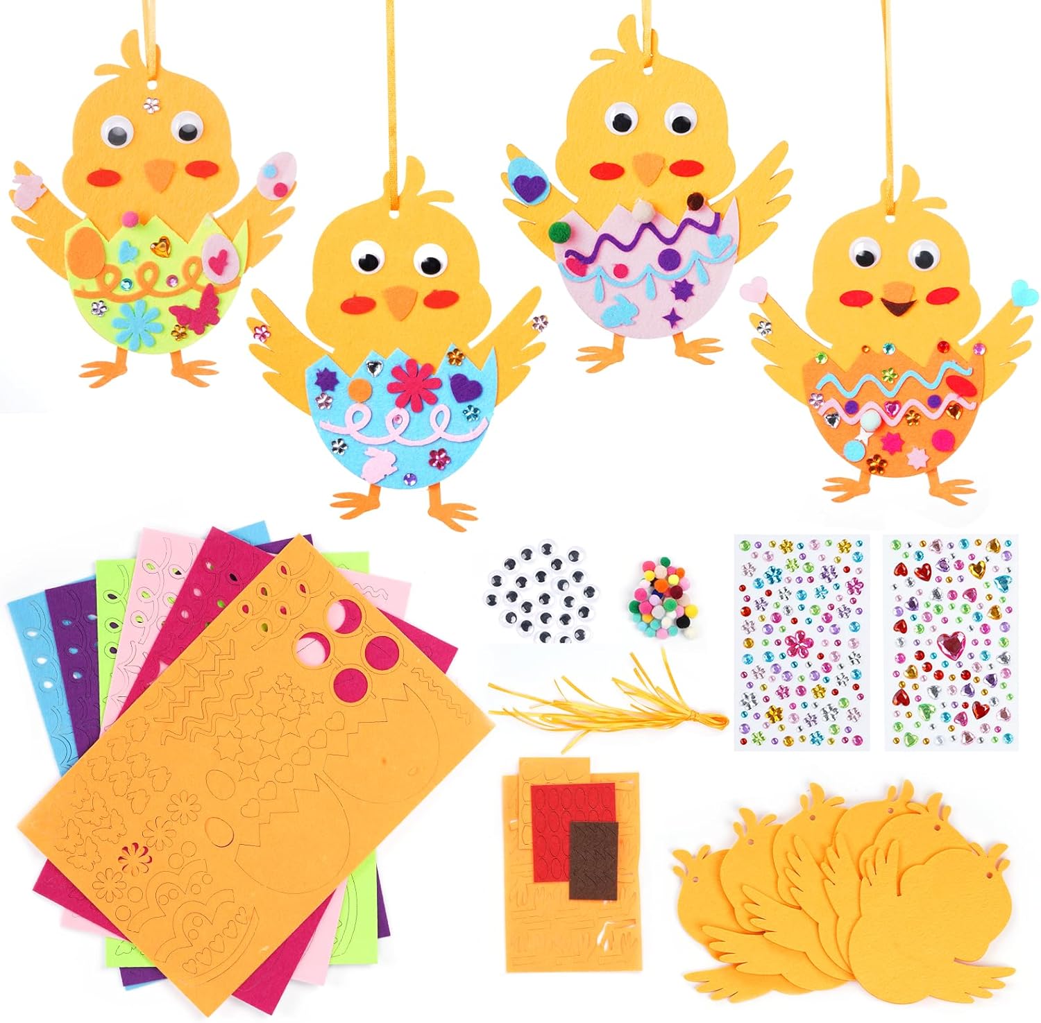 Ishua 12 Pcs Easter Chick Foam Stickers Set - Easter Foam Stickers DIY Ornament Crafts, Nice for Art Projects & Party Decorations