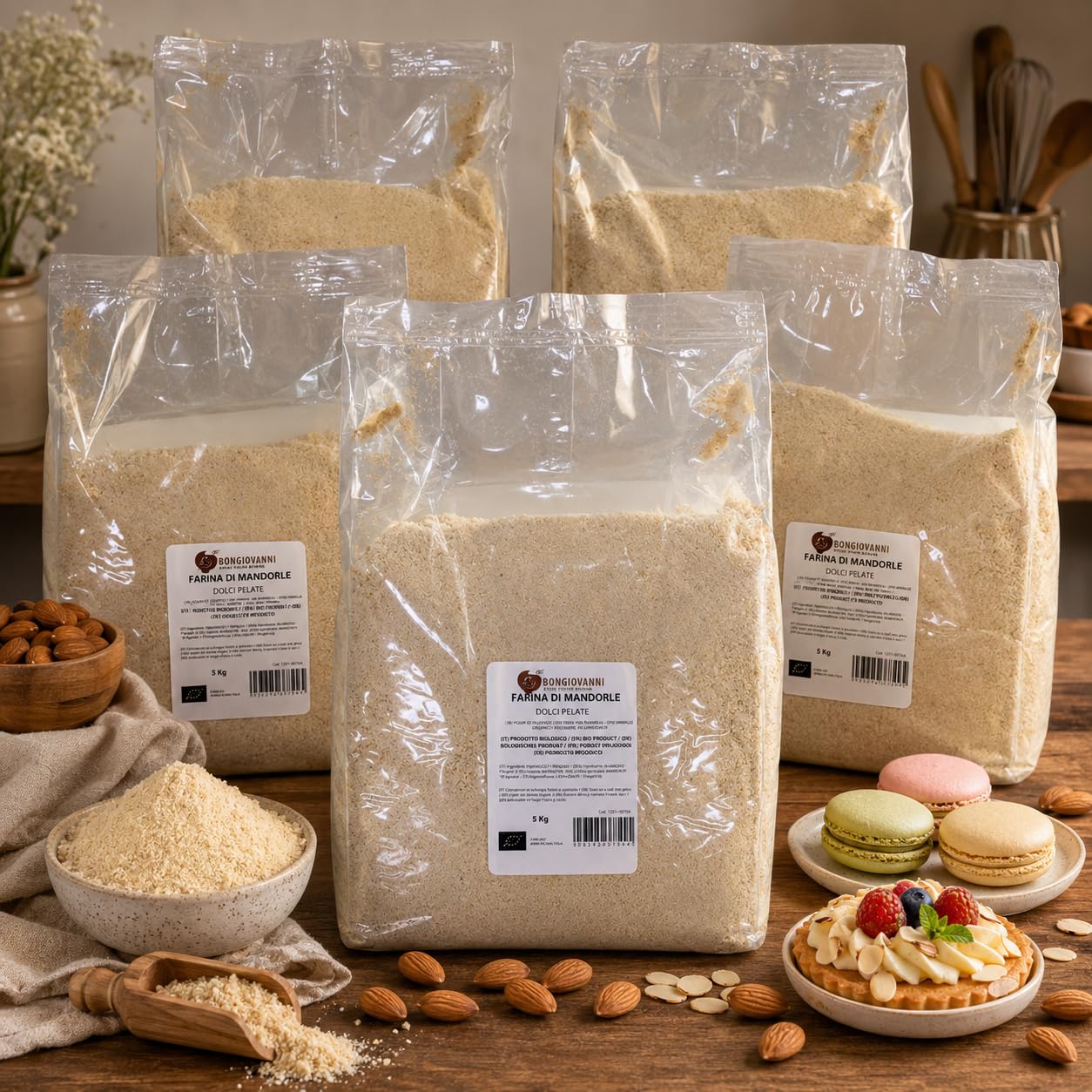 Bongiovanni Farine E Bonta' Naturali Farina di Mandorle Pelate 5Kg BIO