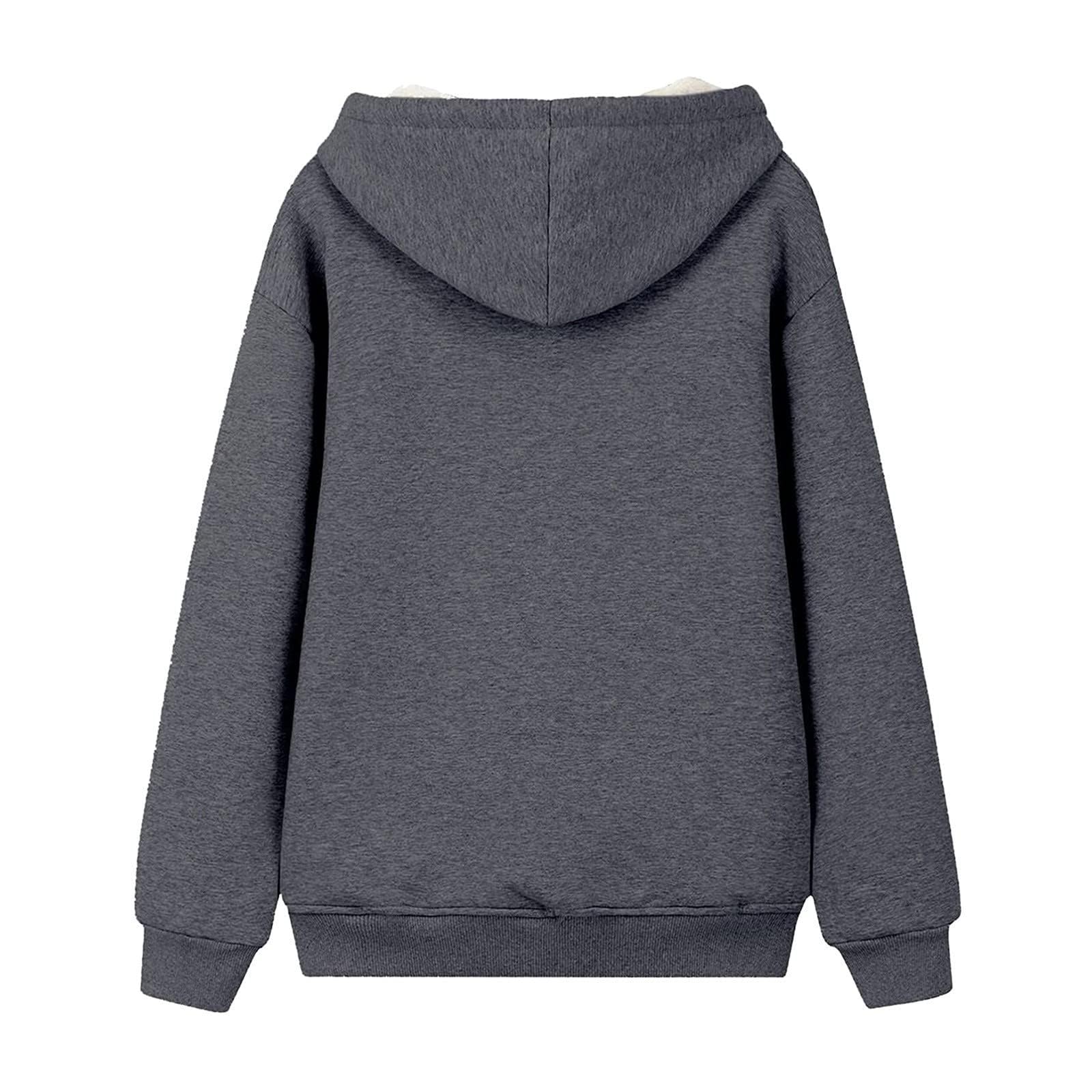 Damskie polarowe bluzy z kapturem z podszewką sherpa bluzy z kapturem jesień zima ciepłe grube na co dzień z długim rękawem topy z kapturem