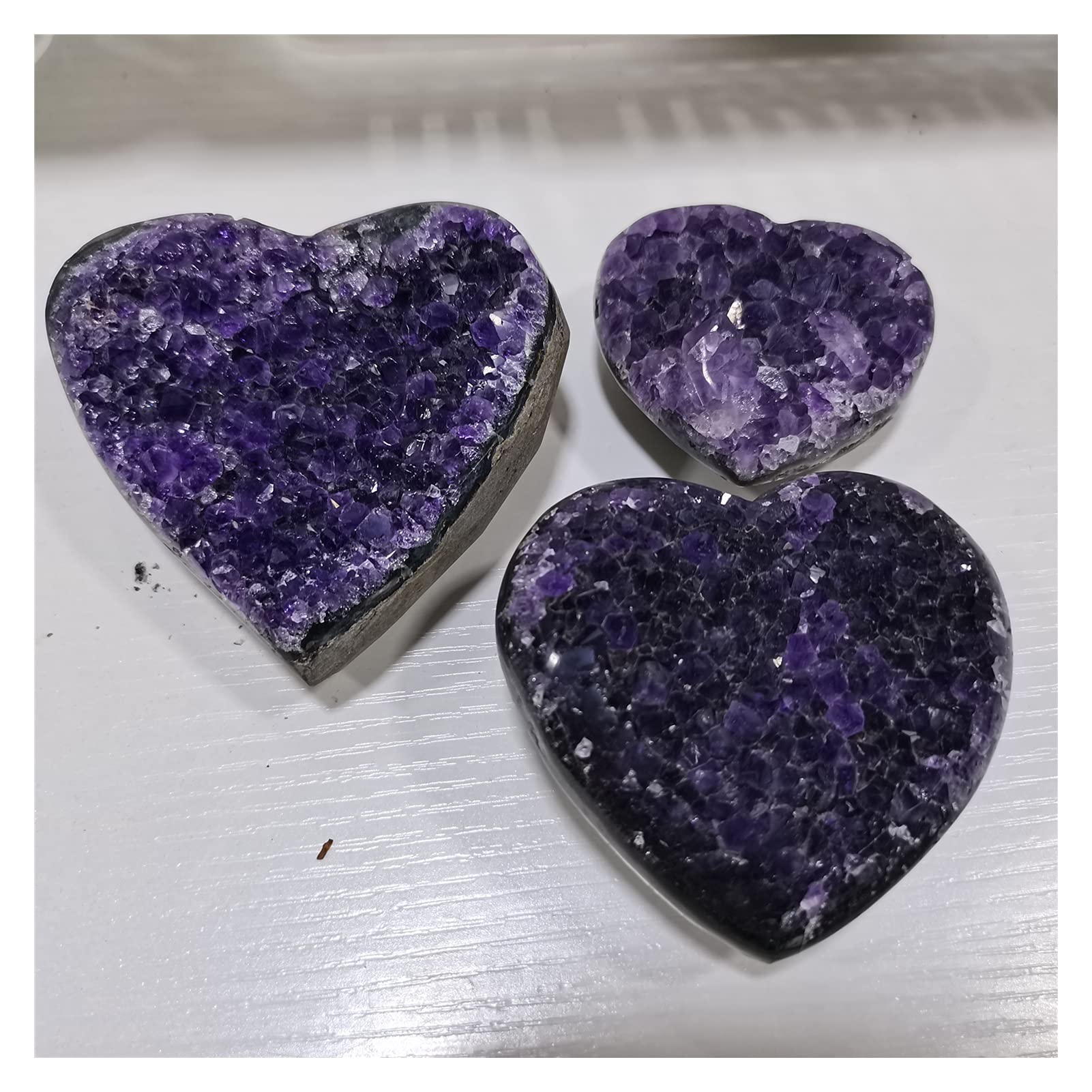 Lleno de Textura Espécimen de Cristal de racimo de Cuarzo con Forma de corazón Amoroso de geoda de Amatista Natural (Size : 190-260g)