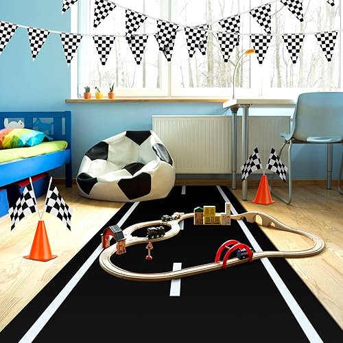 Miniatura 10 de Tapete negro para decoración de fiesta de corredor, camino de mesa de carretera, mantel largo de carrera, arrastre para fiesta (estilo simple, 32