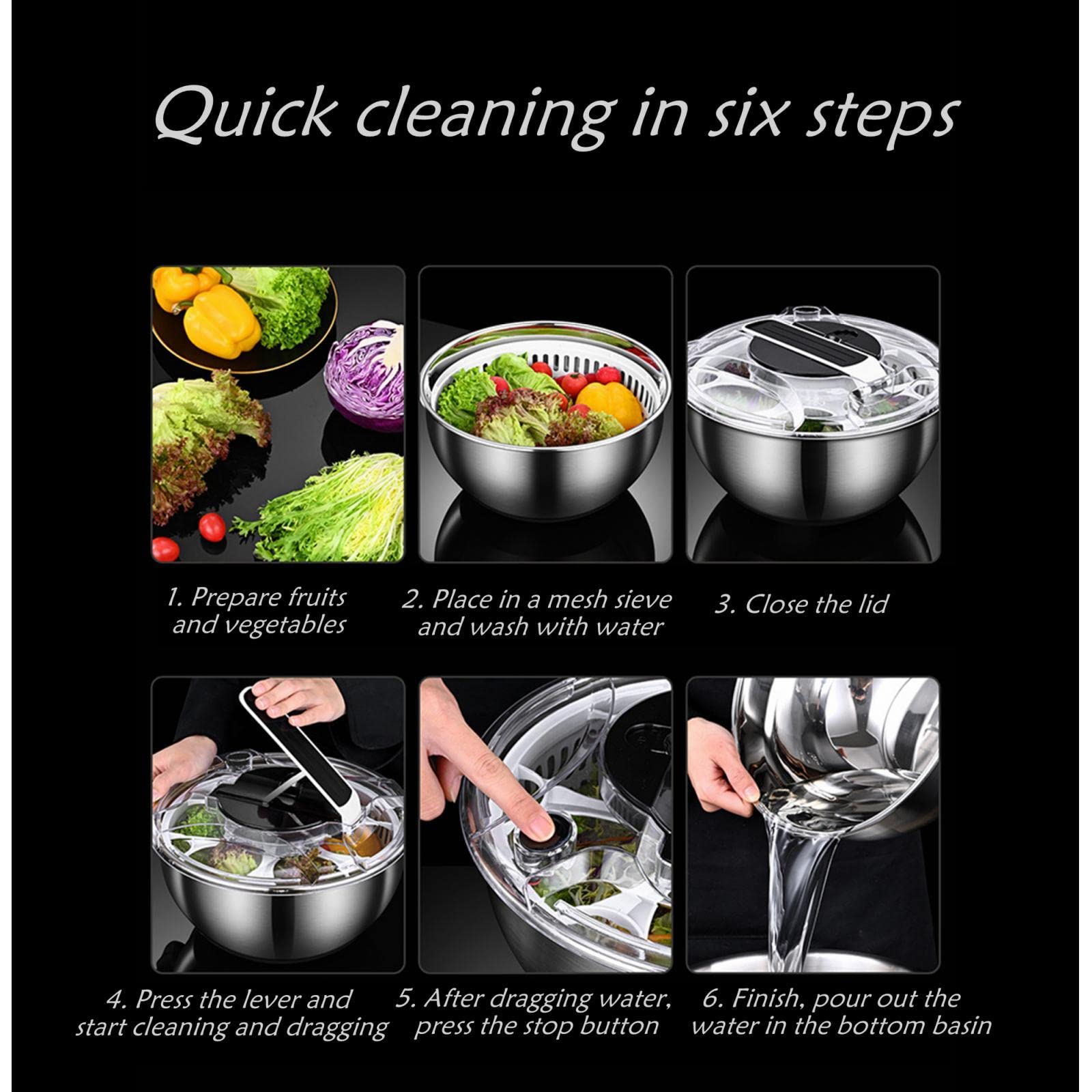 Centrifugador de ensalada de acero inoxidable rápido para verduras ensaladas frutas