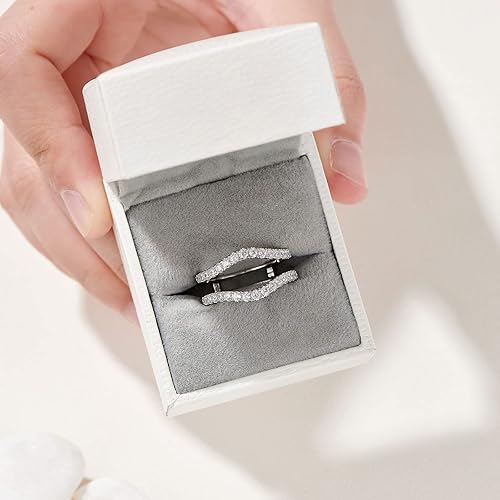 Miniatura 5 de Newshe - Anillo de boda de moissanita para mujer, anillo potenciador para anillos de compromiso, plata de ley 925, delicados anillos de guardia,