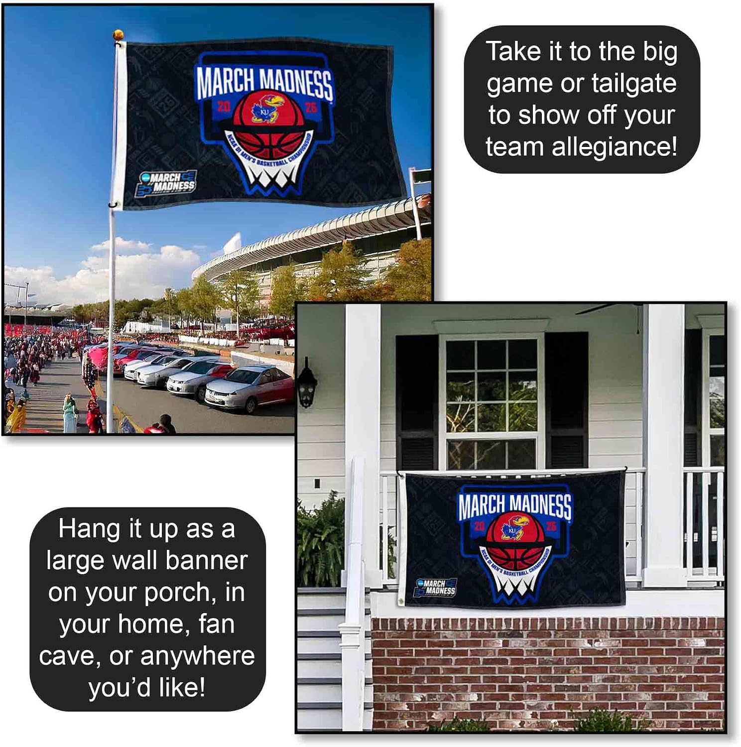 Kansas KU Jayhawks 2026 March Basketball Madness 3x5 Grommet Flag