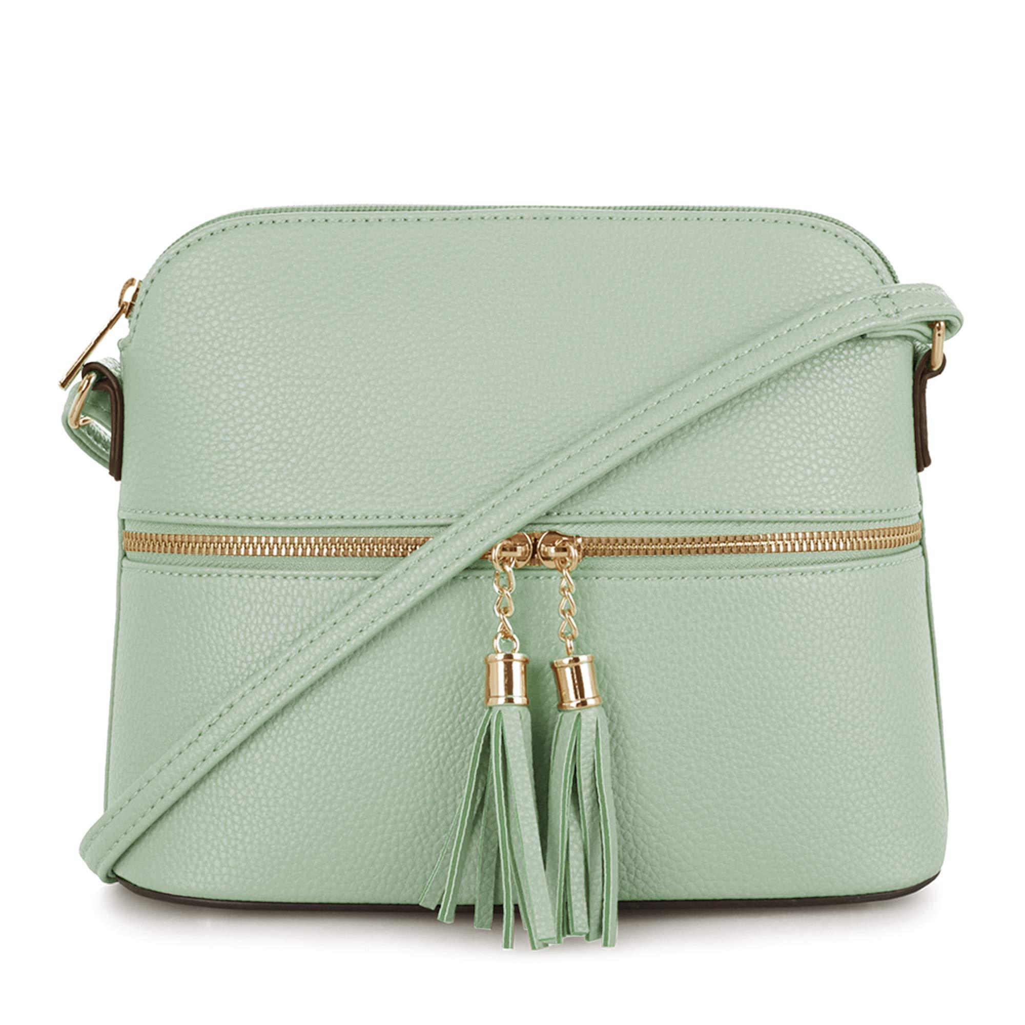 SG SUGU Lunar Lightweight Medium Dome Crossbody Bag Shoulder Bag with Tassel | Zipper Pocket | Adjustable Strap