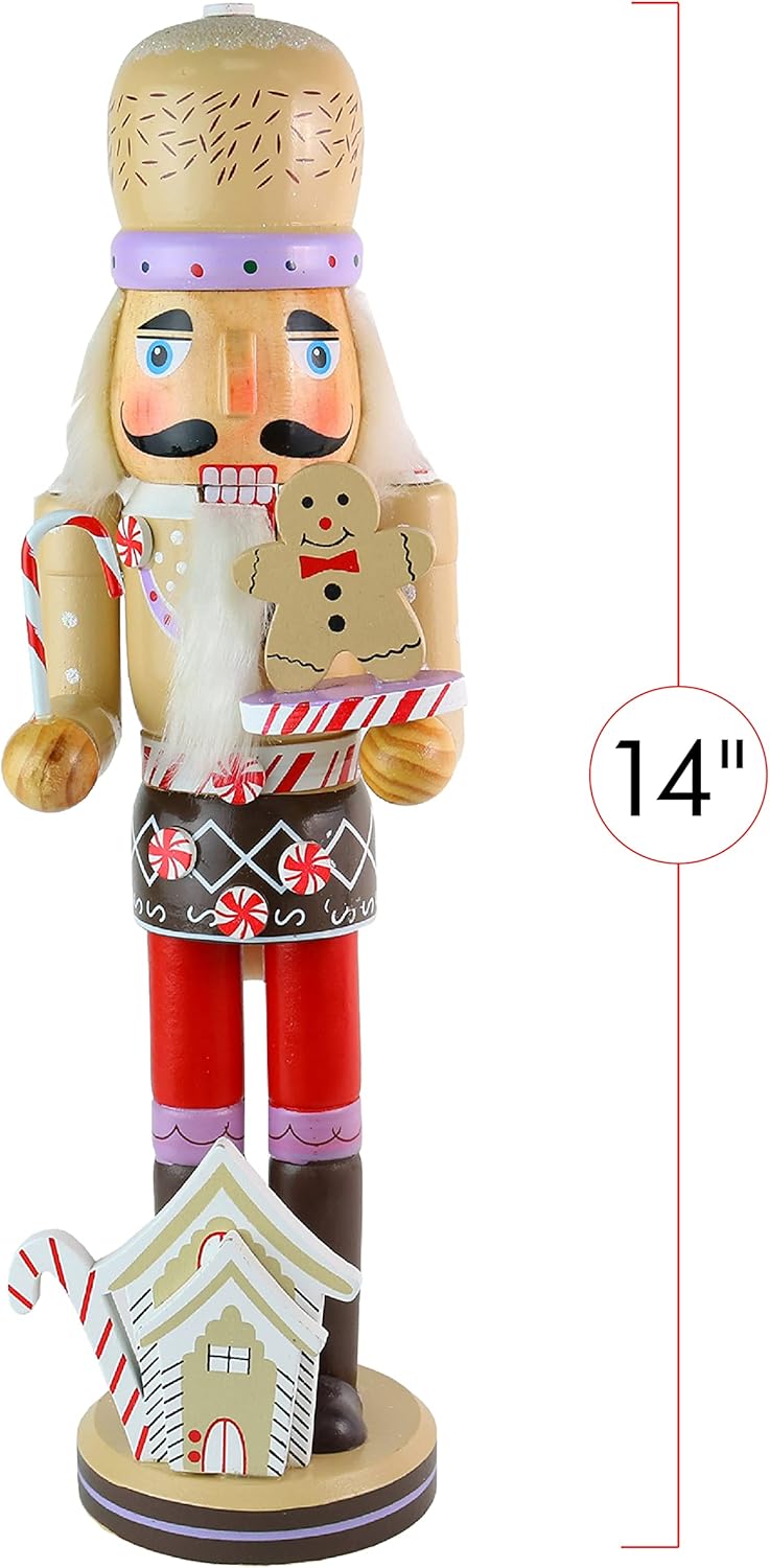 Ornativity Gingerbread Chef Nutcracker - Wooden Ginger Bread Man Cookie Theme Baker Christmas Nutcracker Xmas Figure Holiday Decoration 14"
