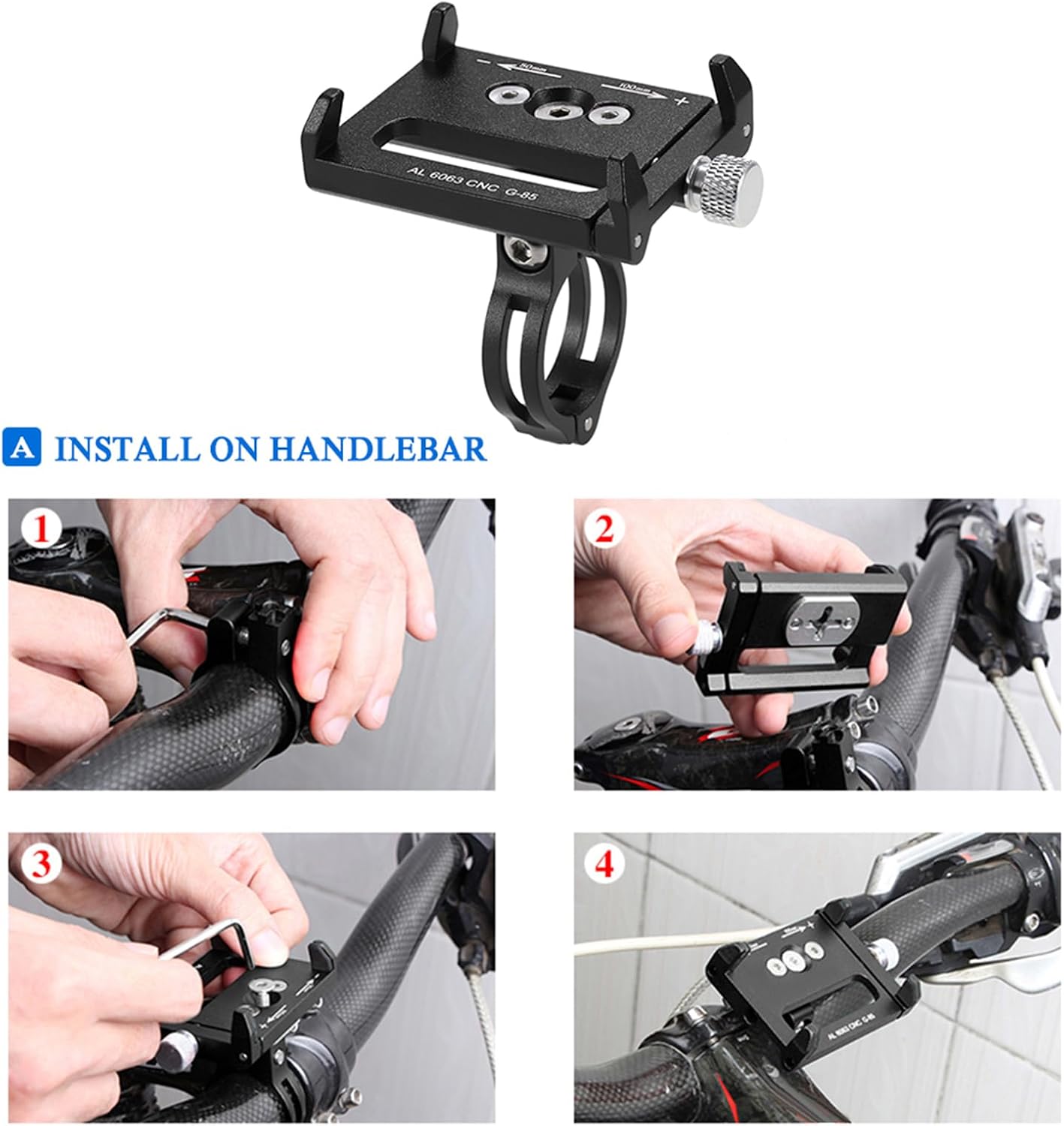 Lixada bicycle phone mount, universal adjustable for 3.6 - 6.2 inch electronic gadgets, Black image 5