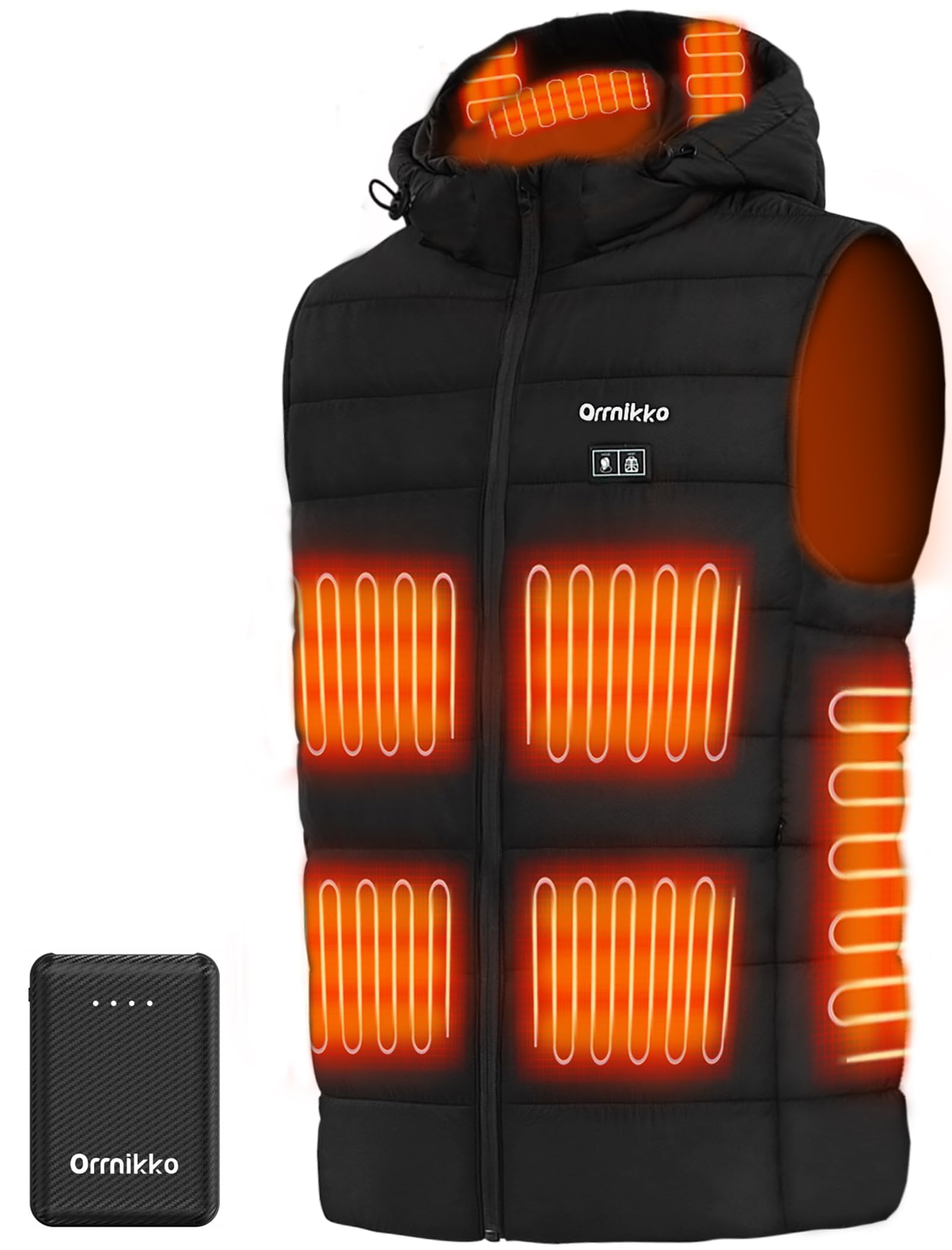 [2025 All-New] Heated Vest for Men - Detachable Heated Hood and 7.4V 16000mAh Battery Pack,ORRNIKKO Mens Heated Vest