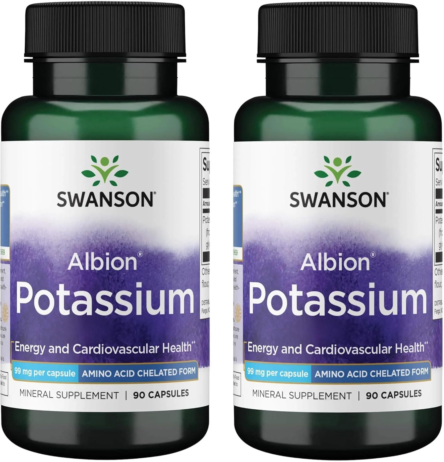 Swanson Albion Complexed Potassium 99 Milligrams, 90 Capsules, 2 Pack 90 Count (Pack of 2)