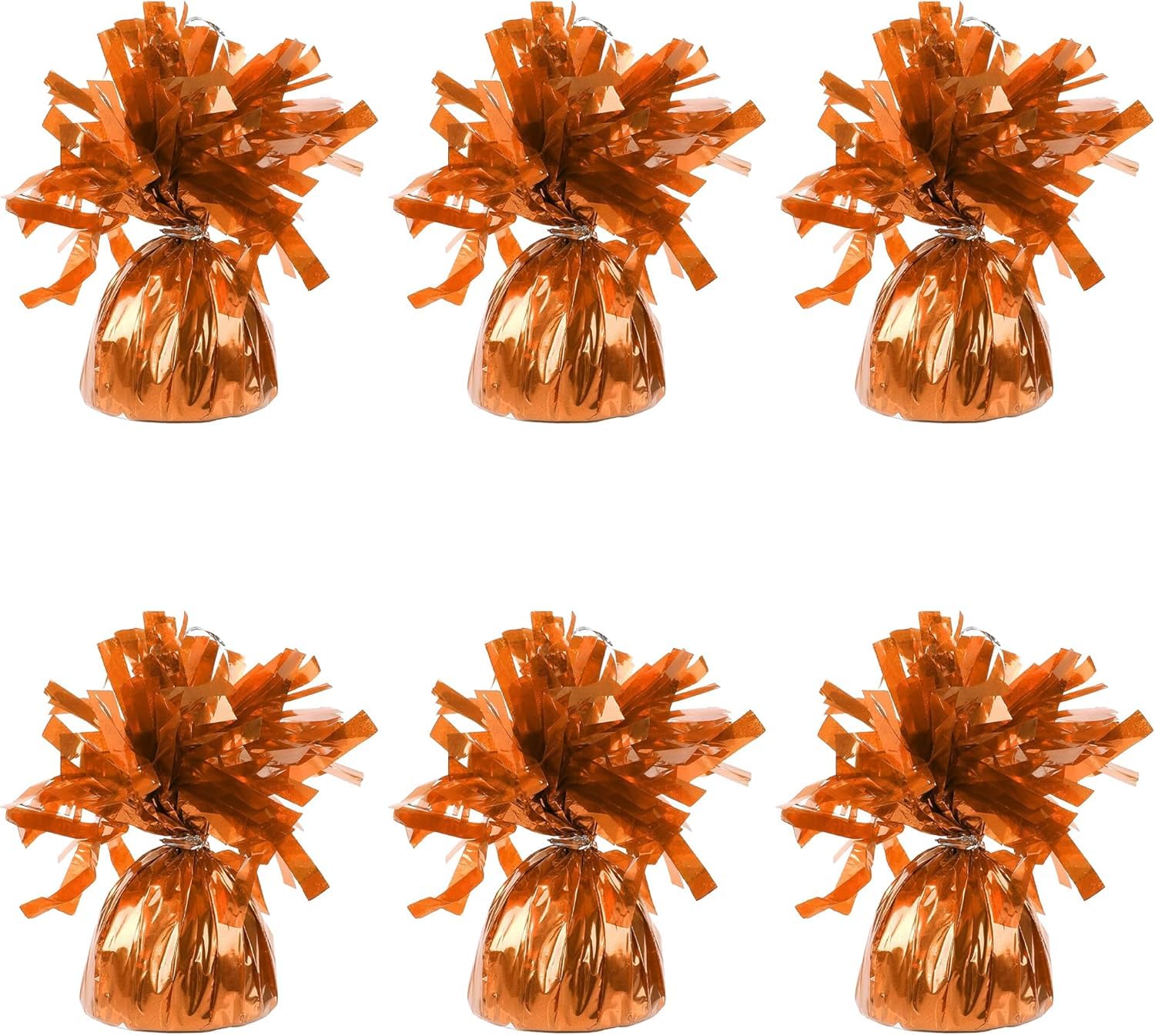 6 x Foil Balloon Weights β 170g Heavy Helium Balloon Holders with Loop for Parties, Birthdays, Weddings, Christmas & Event Decorations Orange
