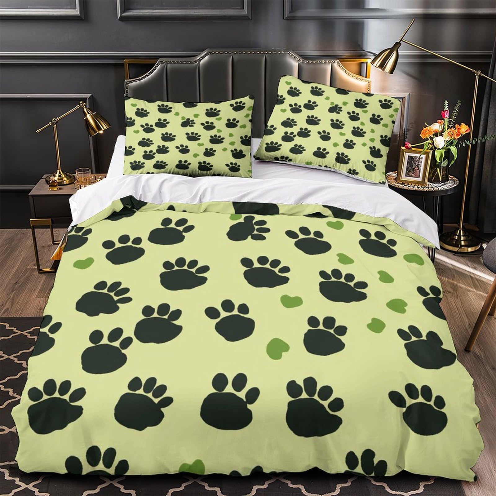 Parure de Lit Motif Pattes d'animaux pour Chambre Enfant et Adulte