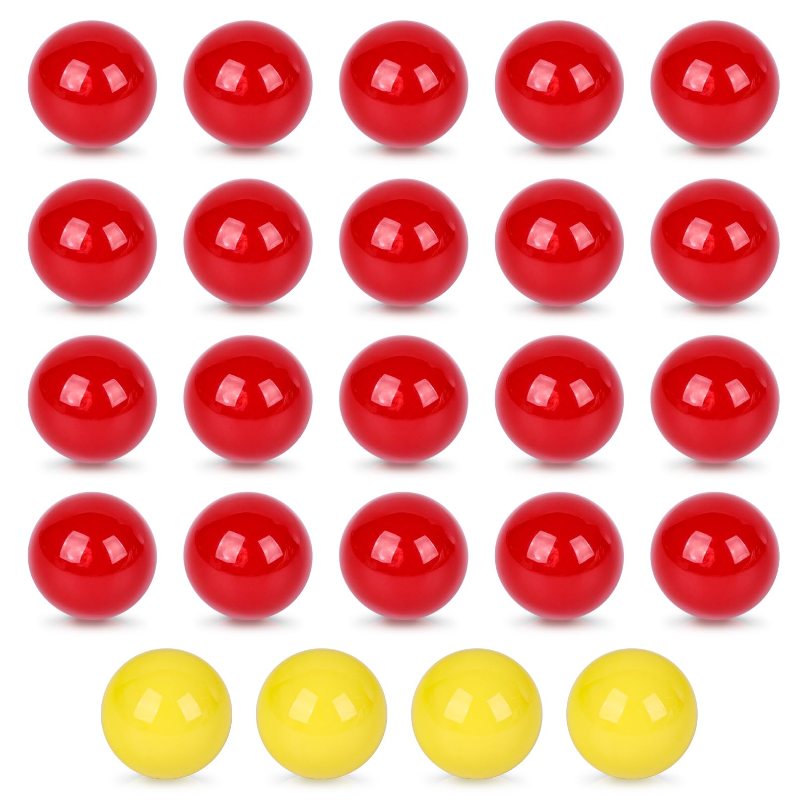 POPLAY Hungry Hippos Game Balls, 24PCS Replacement Marbles for Kids Board Games, Marble Run Toys, Chinese Checkers Ball (20 Red Balls with 4 Extra Yellow One)