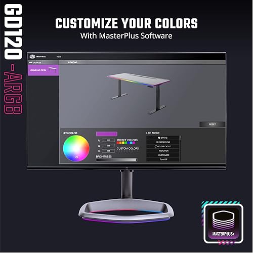 Miniatura 8 de Cooler Master GD120 A1 ARGB - Escritorio para juegos de PC del 30 aniversario, ARGB ambiental, alfombrilla de mouse repelente al agua, soporte de