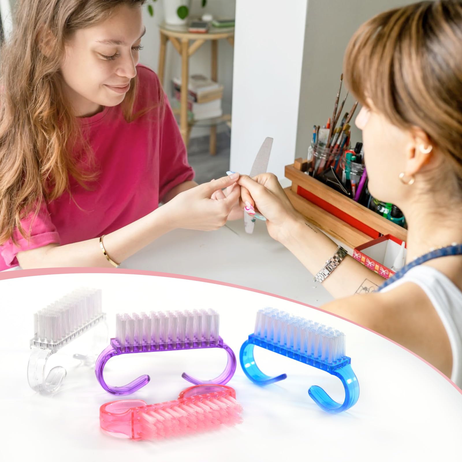Cheerhom 4 Pezzi Spazzolino Unghie,con Manico in Plastica per Pulire le Dita