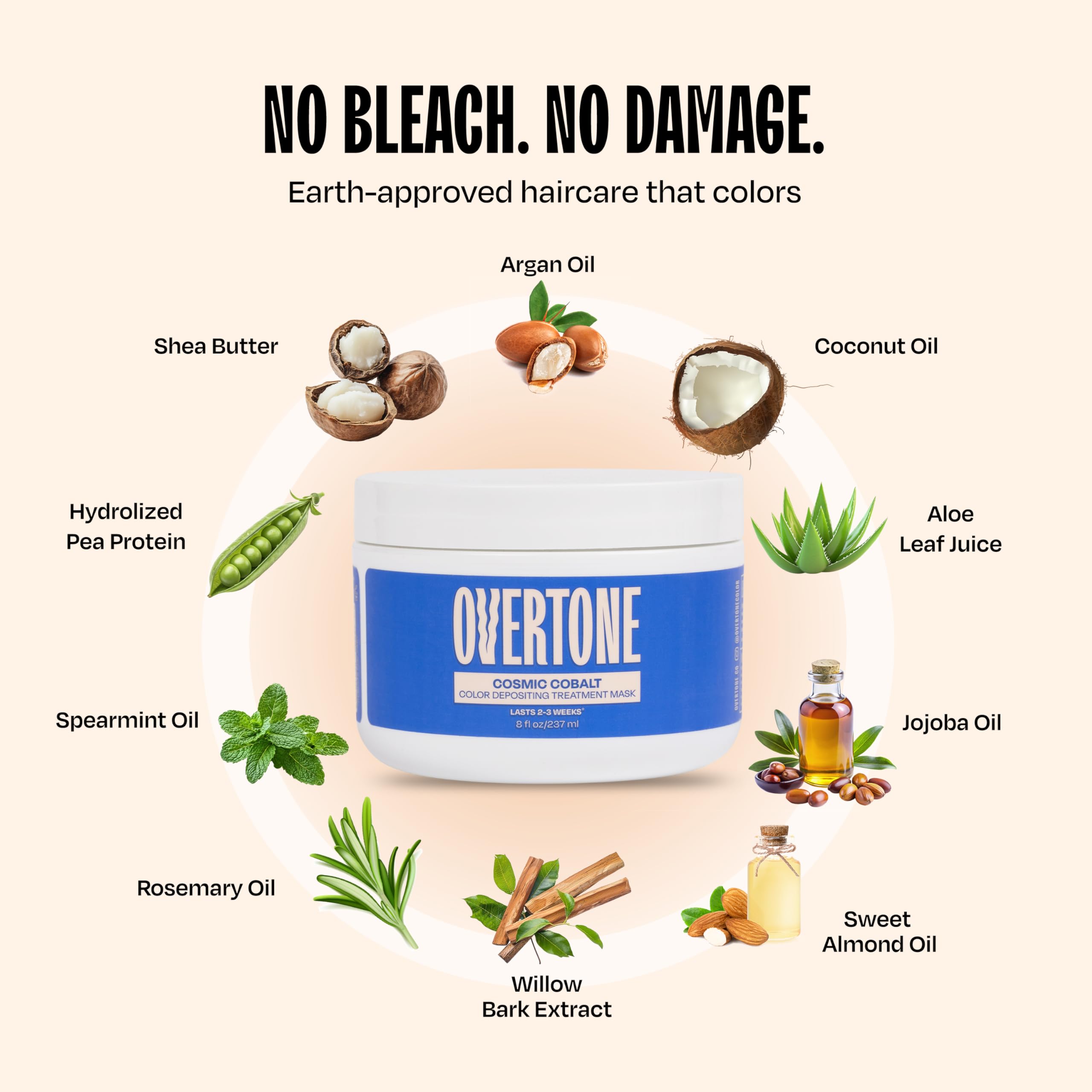 Overtone Haarfärbe-Conditioner, semi-permanent, 237 ml, für natürliches und gefärbtes Haar, feuchtigkeitsspendende Sheabutter und Kokosöl, vegan und tierversuchsfrei, extrem blau