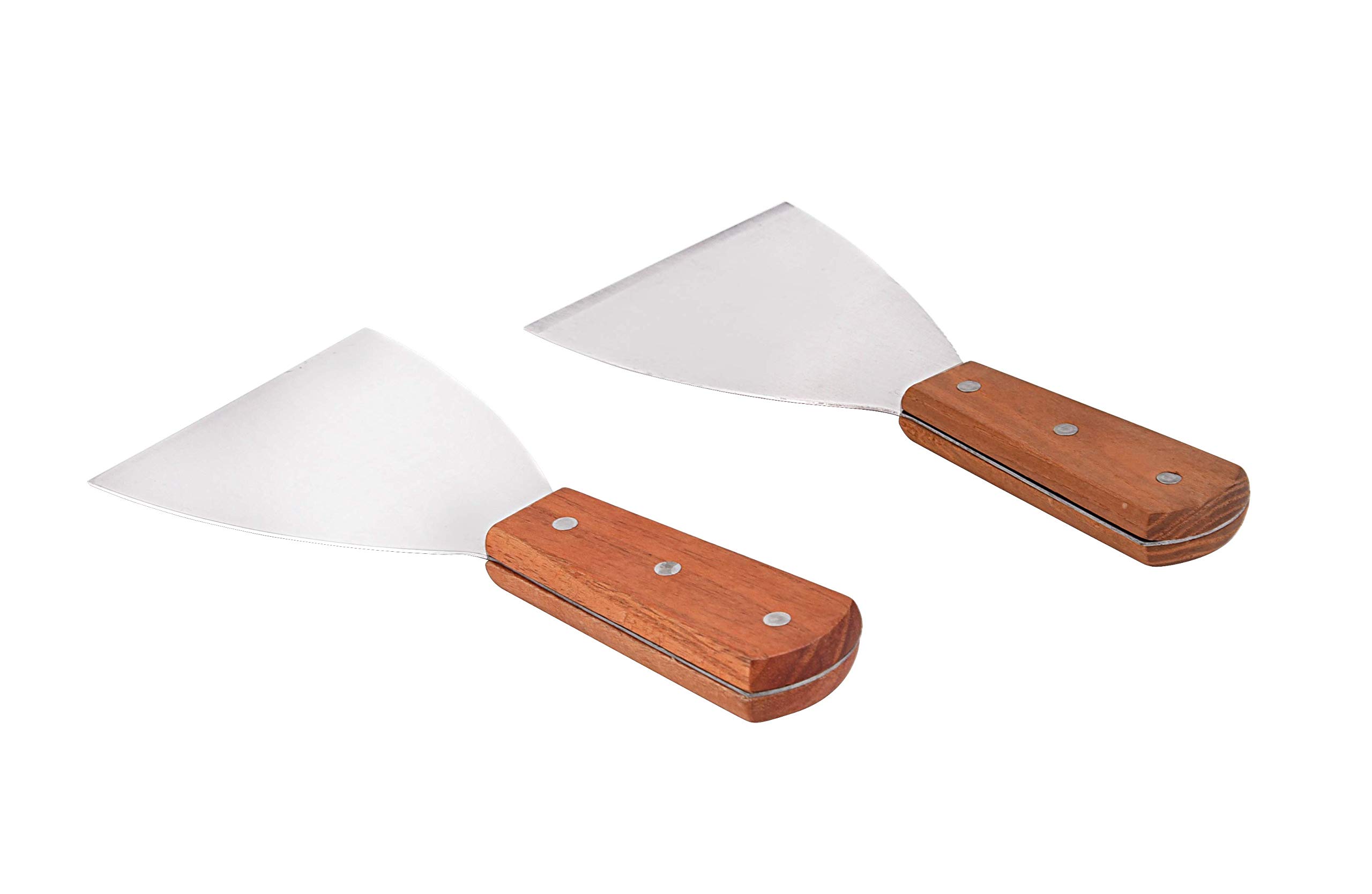 ARC Advanced Royal Champion USA 2 PCS Metal Spatula, with Riveted Wooden Handle, Grill Griddle Spatula Tools Multipurpose for Outdoor Griddle or Flat Top Cooking