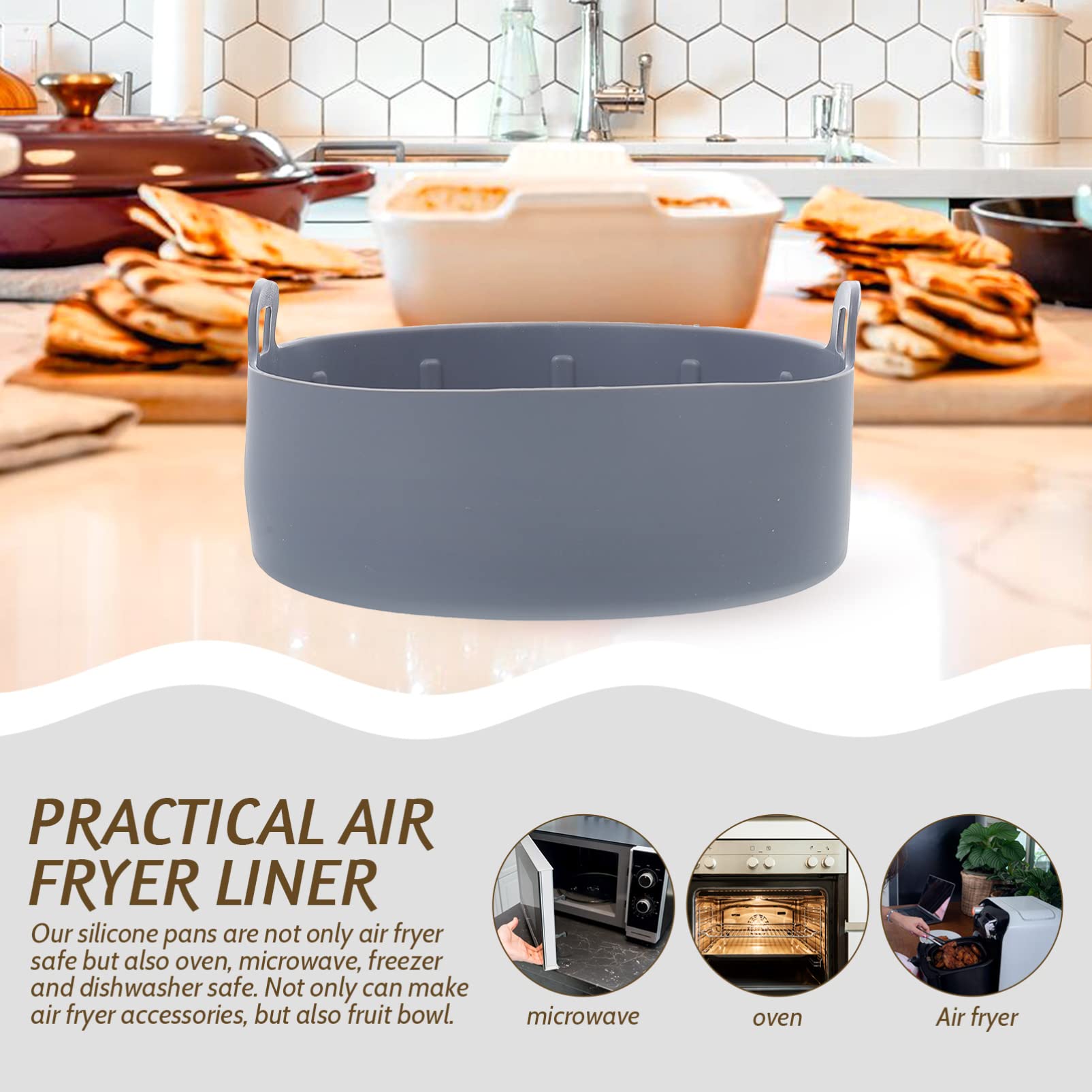 BESTonZON Cestello per Friggitrice ad Aria in Silicone Teglia da Forno Accessori per Friggitrice ad Aria Rivestimenti per Fondo del Forno
