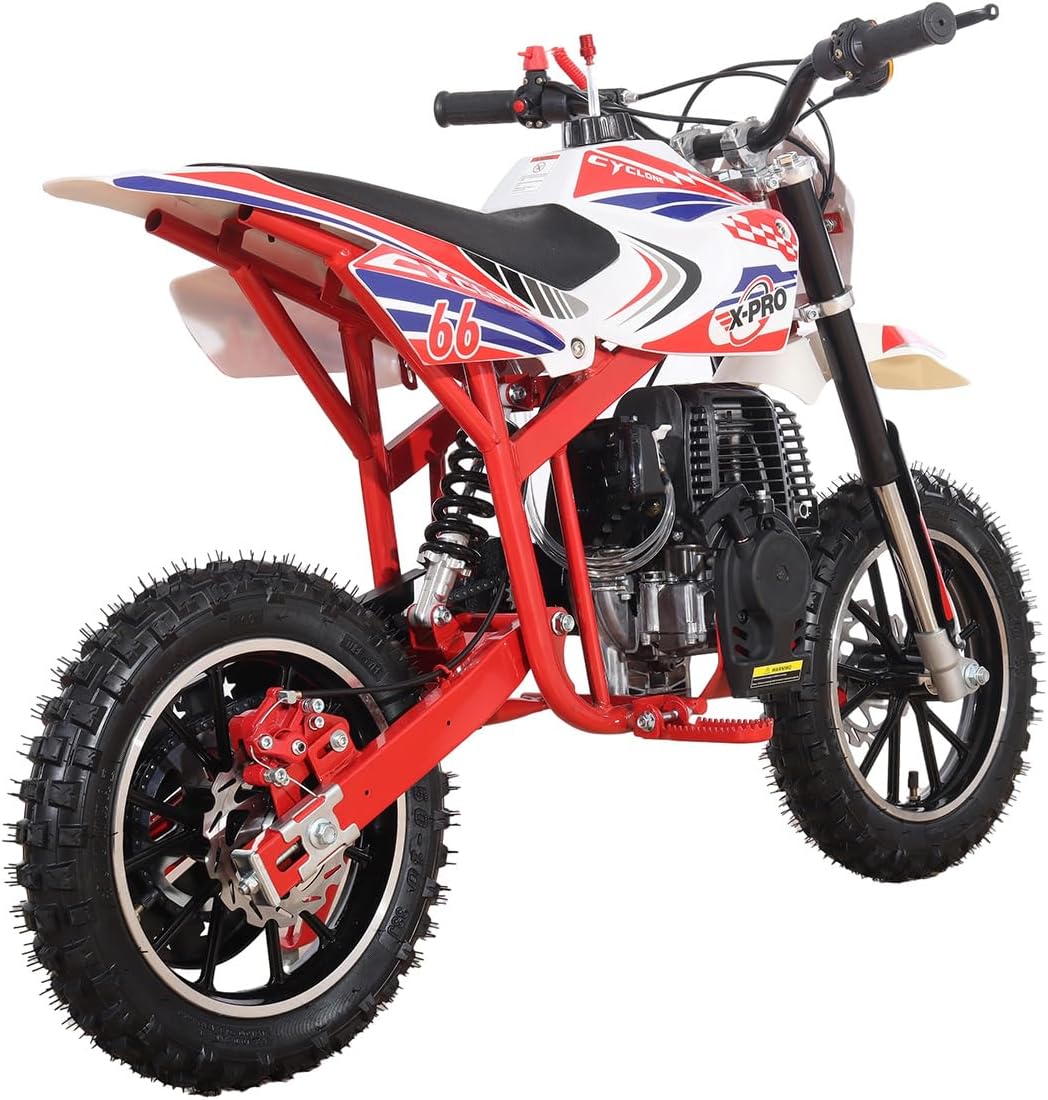 Zadní view of the X-PRO Cyclone 40cc Dirt Bike with rear suspension