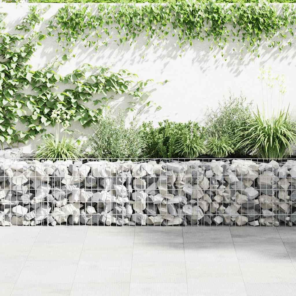 Gabionenwand aus verzinktem Stahl 630×30×50 cm robustes Zaunfeld für Gartenzaun und Sichtschutz mit Maschendraht, Metallgitter, rostfrei, ideal für Terrasse, Grundstück und Vorgarten