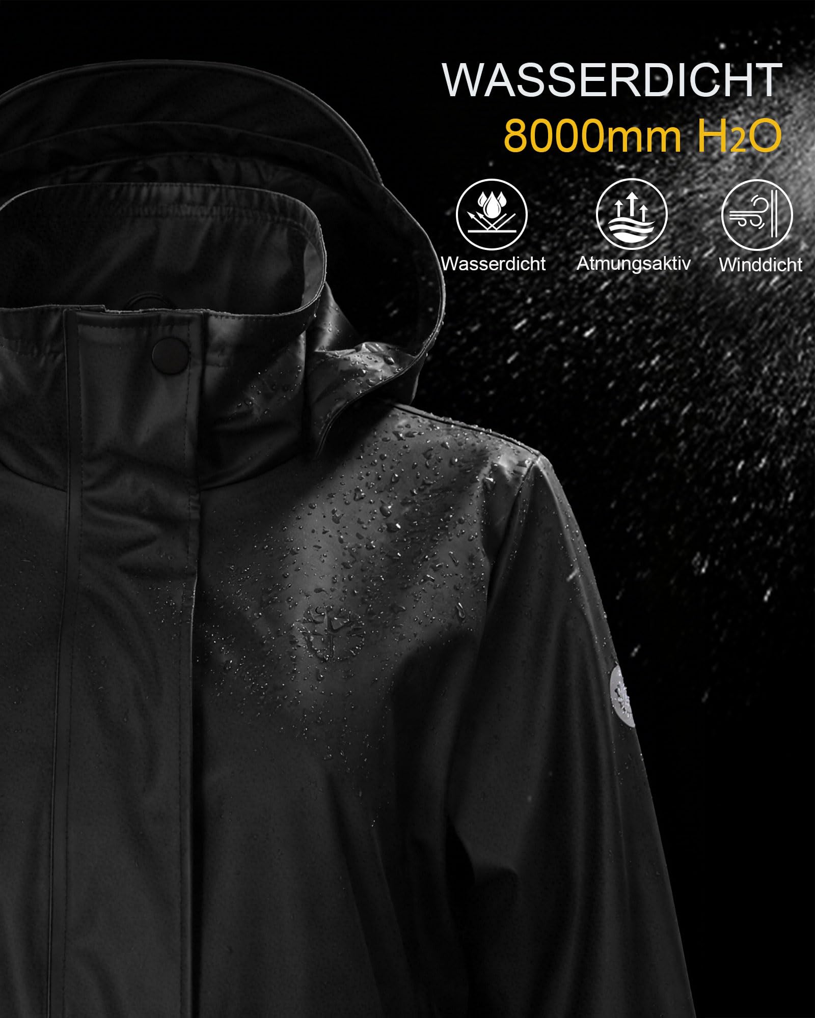 Regenmantel Damen wasserdicht lang Regenjacke atmungsaktiv | Friesennerz mit Innenfutter, Taillenregulierung, Übergangsjacke Herbst winddicht, Regenparka für Fahhrad & Outdoor