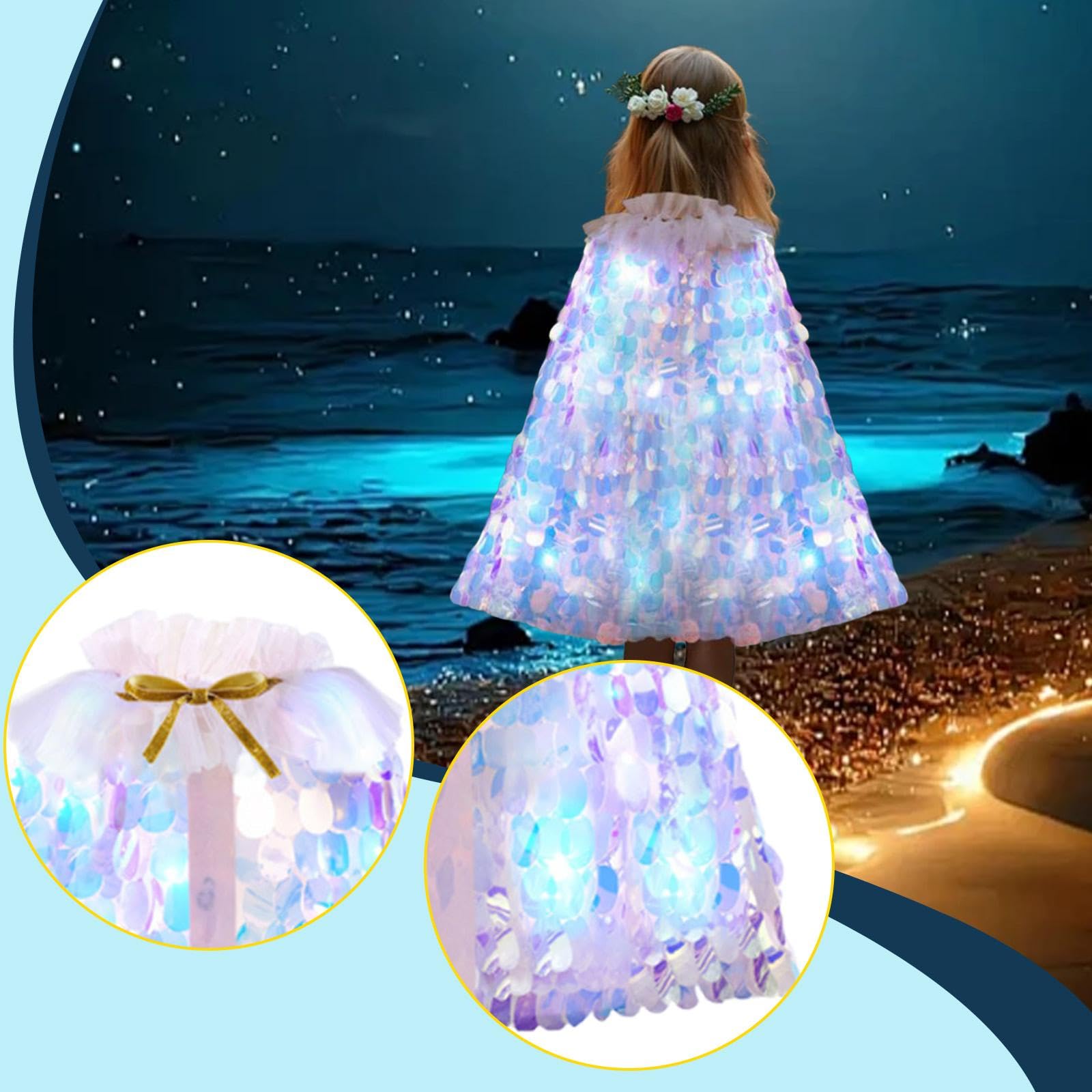 Cape de Princesse, Costume de Cosplay pour Princesses, Cosplay, Spectacle, Lumière Blanche