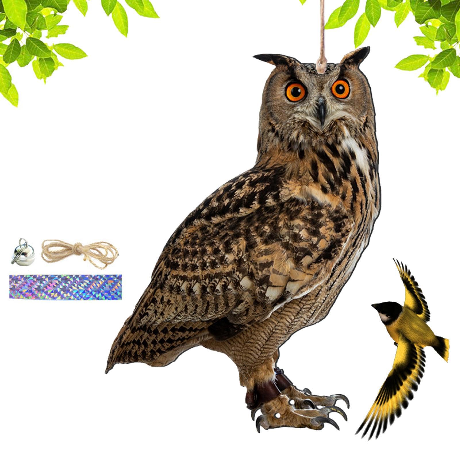 Fake Hawk, Pigeon Bird Scarers Kite For Trees Gardens, Bird Repellent1 Devices, Owl Decoy To Scare Birds Away, Garden Protector Decor Waterproof With Bell