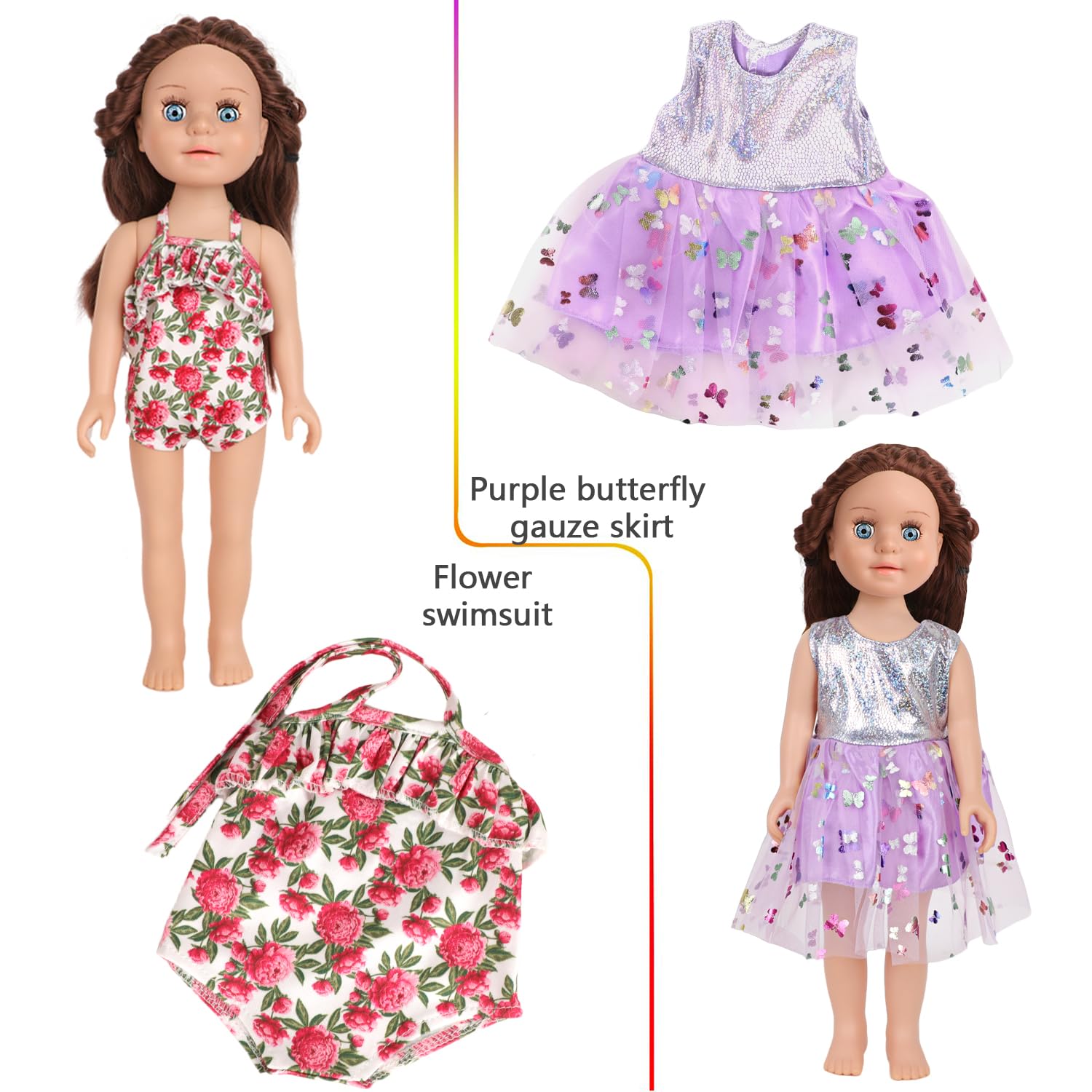 10 ensembles de vêtements de poupée américaine de 45,7 cm, y compris 10 vêtements de poupée, tenues habillées pour poupées américaines, cadeaux d'anniversaire pour enfants