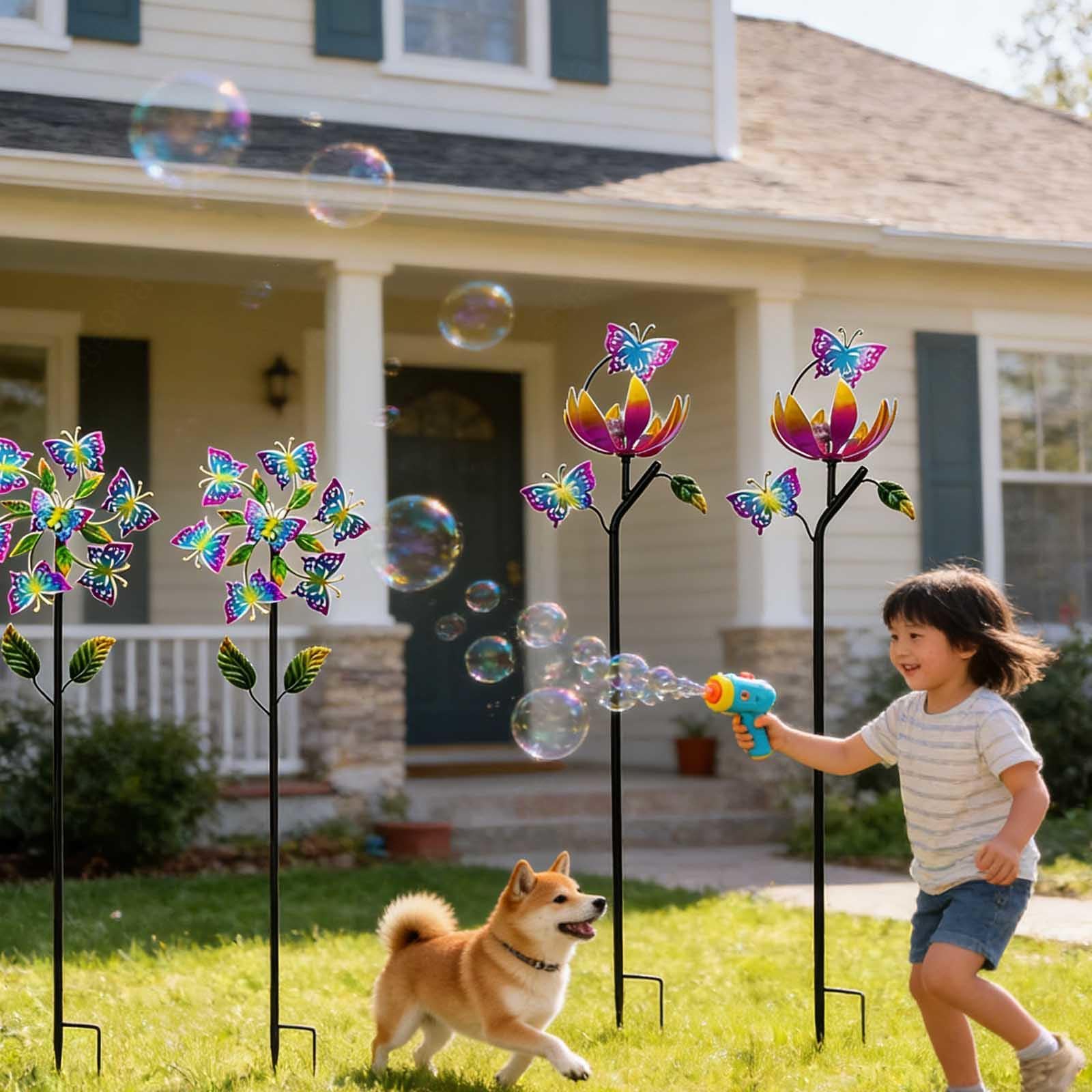 Edelstahl-Windspiel – 116,8 cm Garten-Windmühlen (2 Packungen) – perfekte Outdoor-Dekoration und einzigartiges Geschenk für Familie und Freunde – langlebiges, auffälliges Design