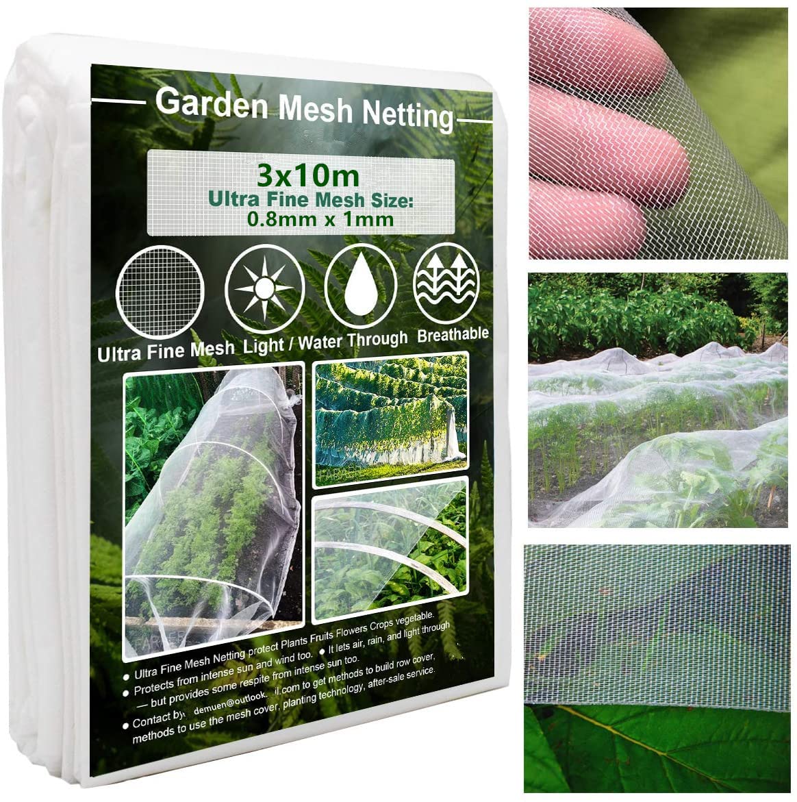 Garden Netting Plant Covers Ultra Fine Mesh Protection Netting for Vegetable Plants Fruits Flowers Crops Greenhouse Row Cover Raised Bed Barrier Screen Birds Animals Protection Net Cover (3x10m)