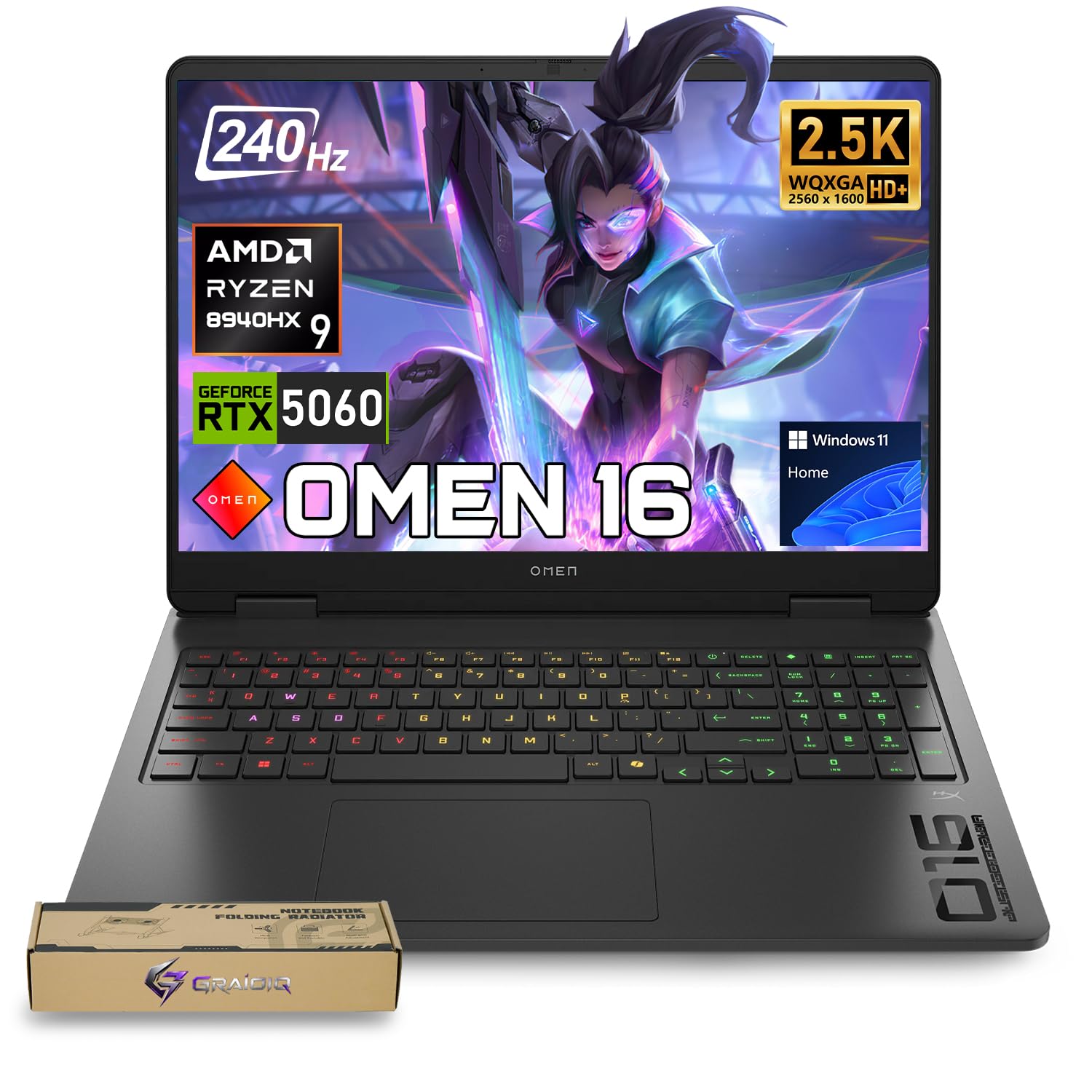 HP Omen 16" Gaming Laptop, RTX 5060 & AMD Ryzen 9 8940HX, 16GB DDR5+1TB SSD