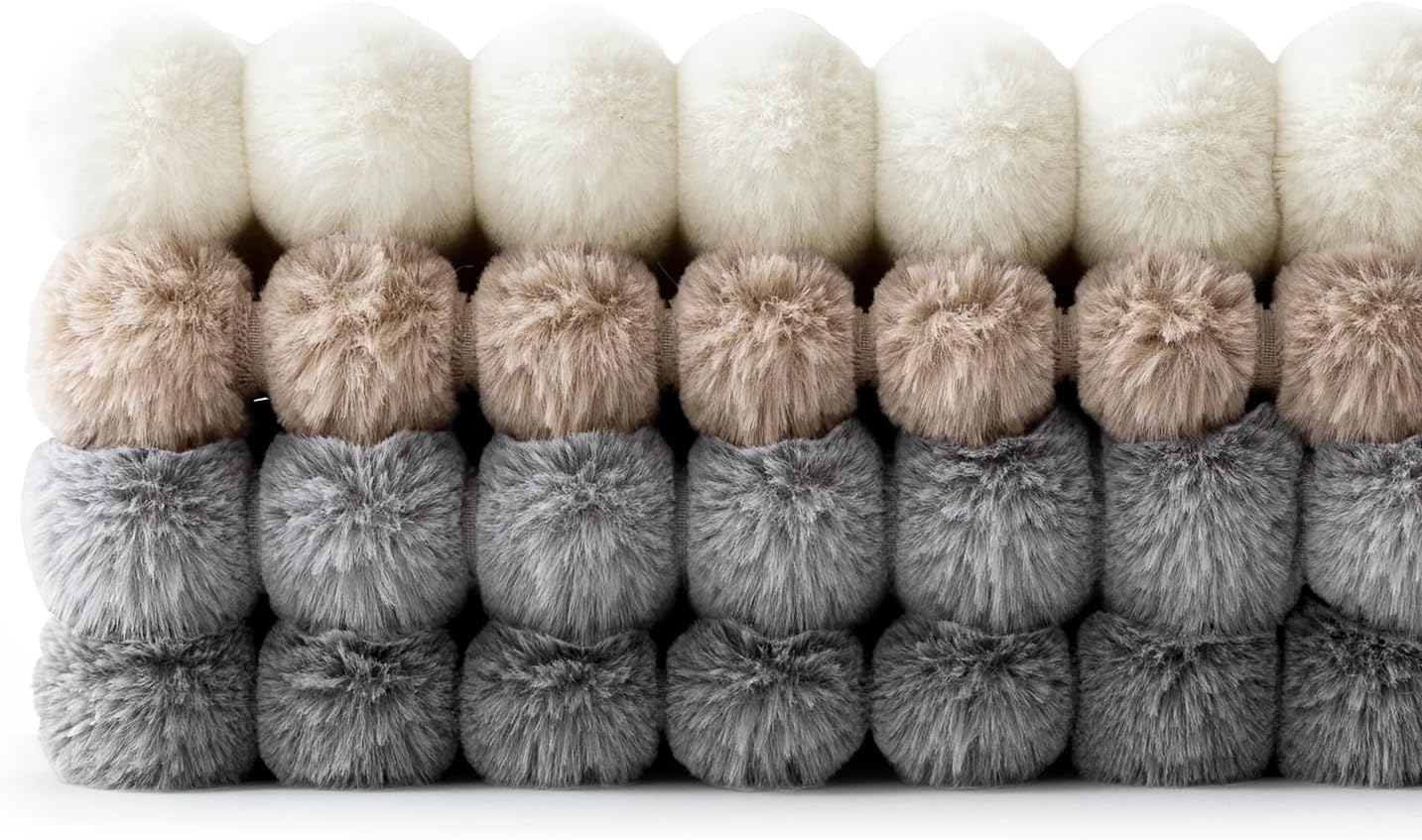 MIULEE Faux Fur Plush Decorative Throw Pillow Covers 18x18 Set of 4, Boho Farmhouse Soft Fuzzy Striped Cushion Covers for Sofa Couch Bed Living Room Vintage Rustic Home Decor,Grey Taupe
