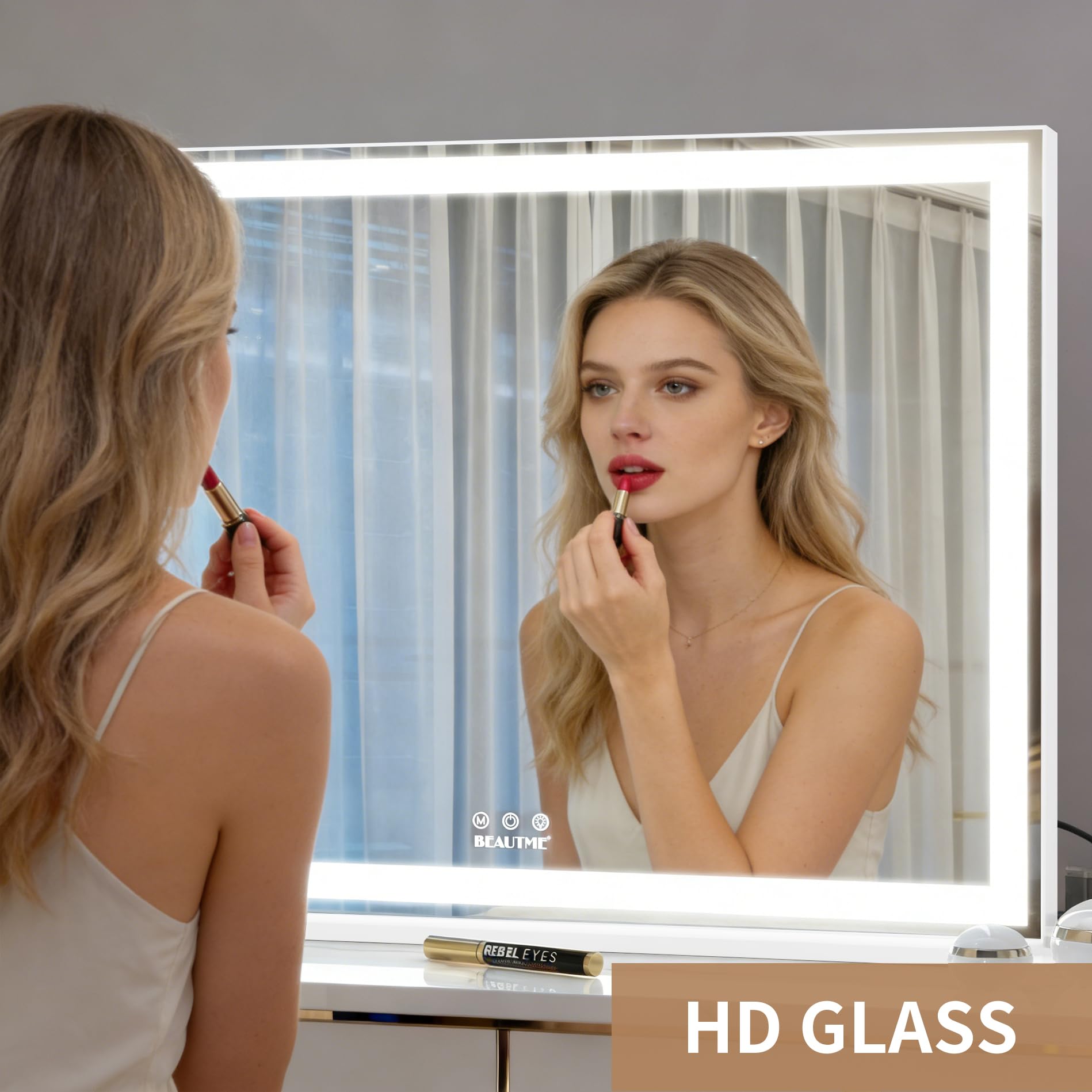 Amazon.co.jp: ANYHI 女優ミラー 72x56cm 大型ハリウッドメイク鏡 卓上