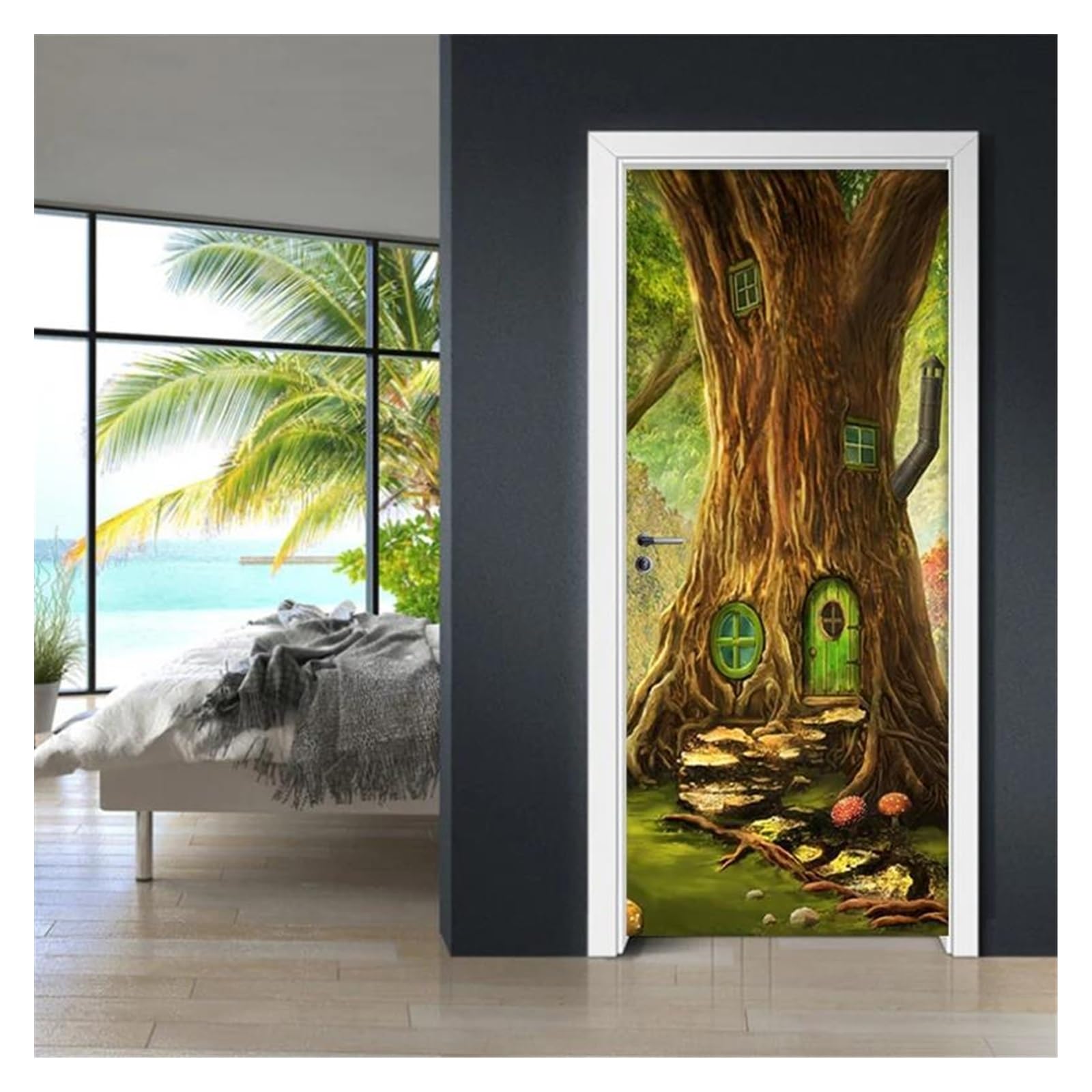 Autocollants de paysage grand arbre 3D amovible pour décoration murale
