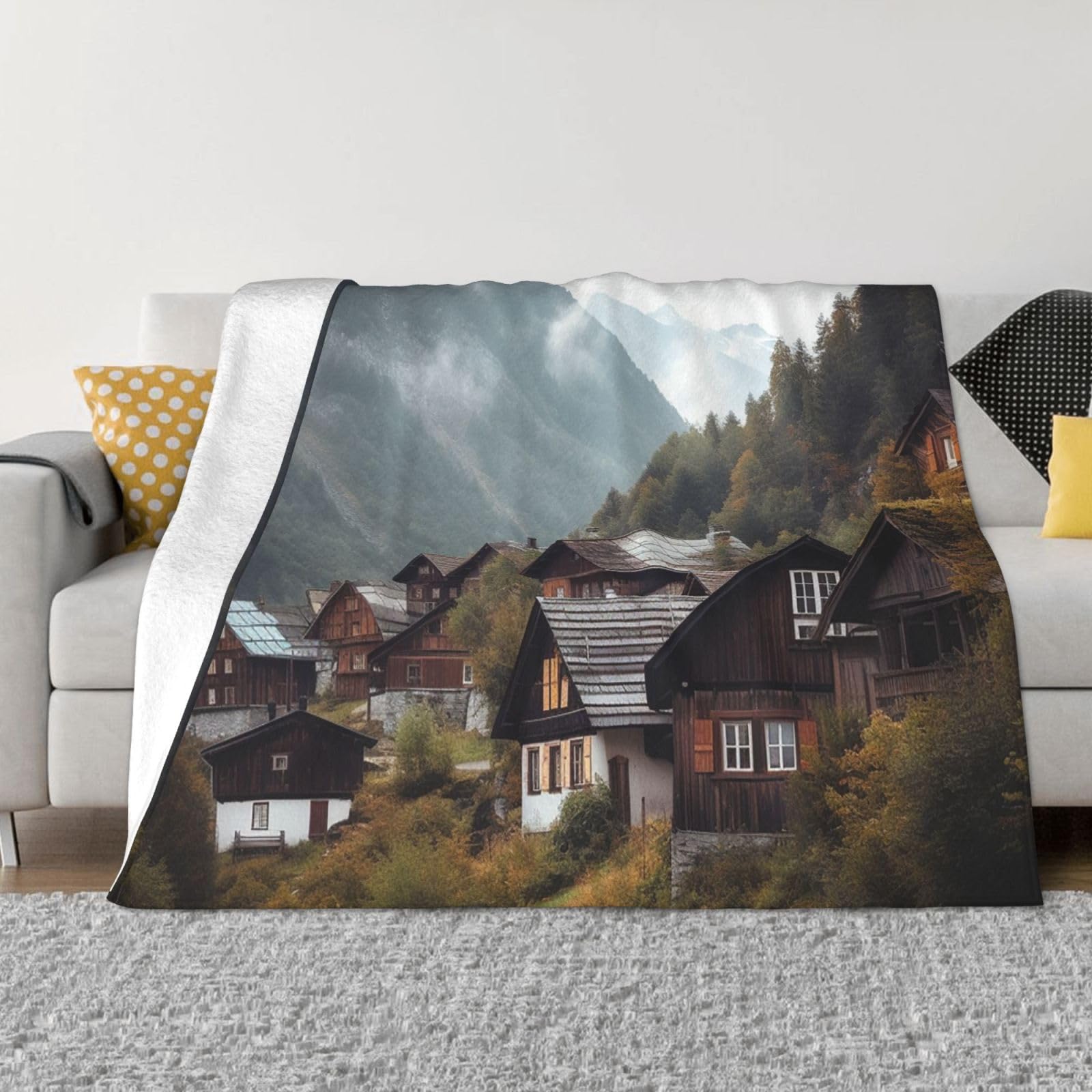 Couverture polaire douce OUSIKA esprit chalet pour réchauffer votre intérieur